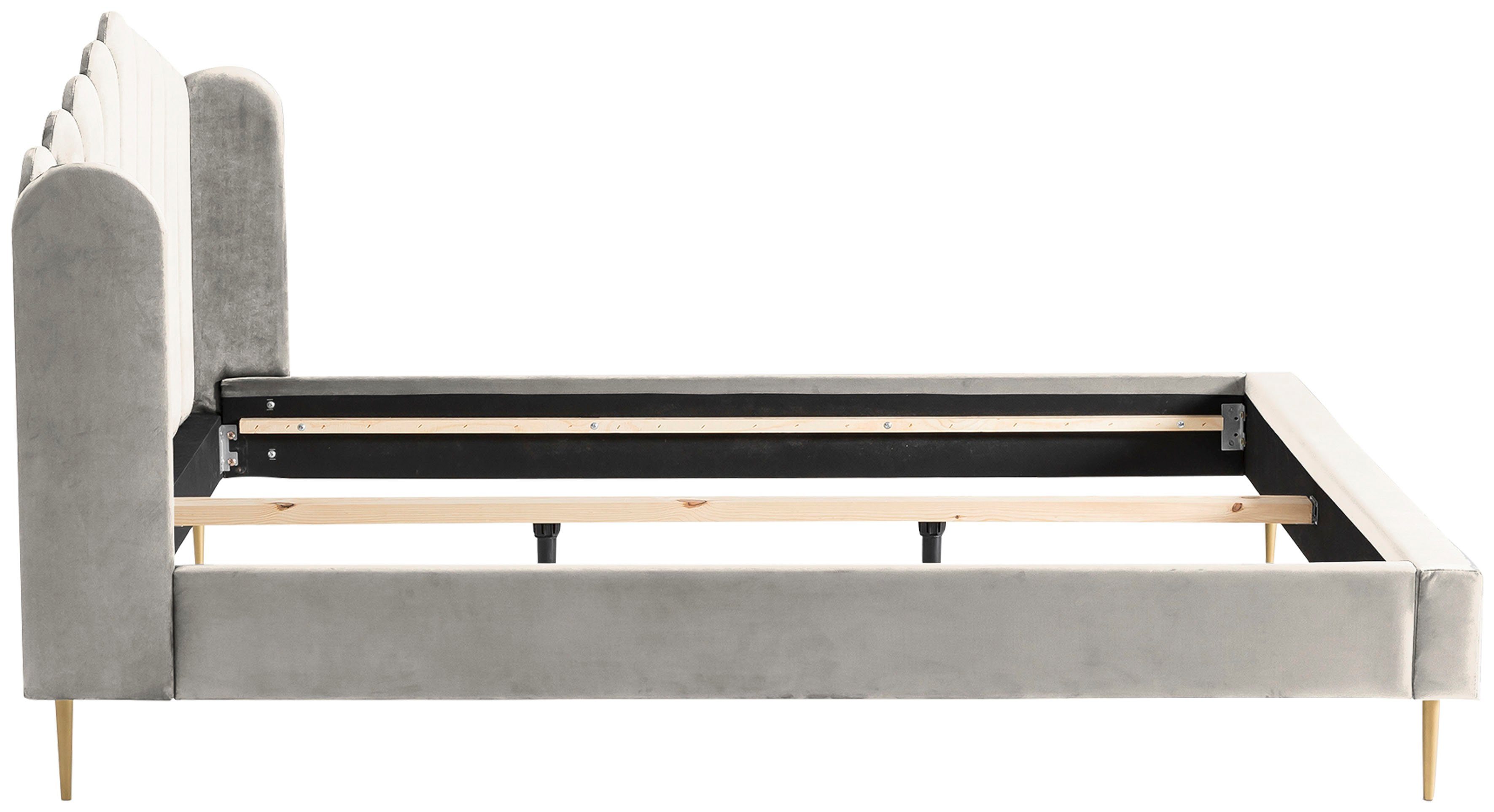 SalesFever Gestoffeerd bed Fluwelen bekleding, goudkleurige metalen poten