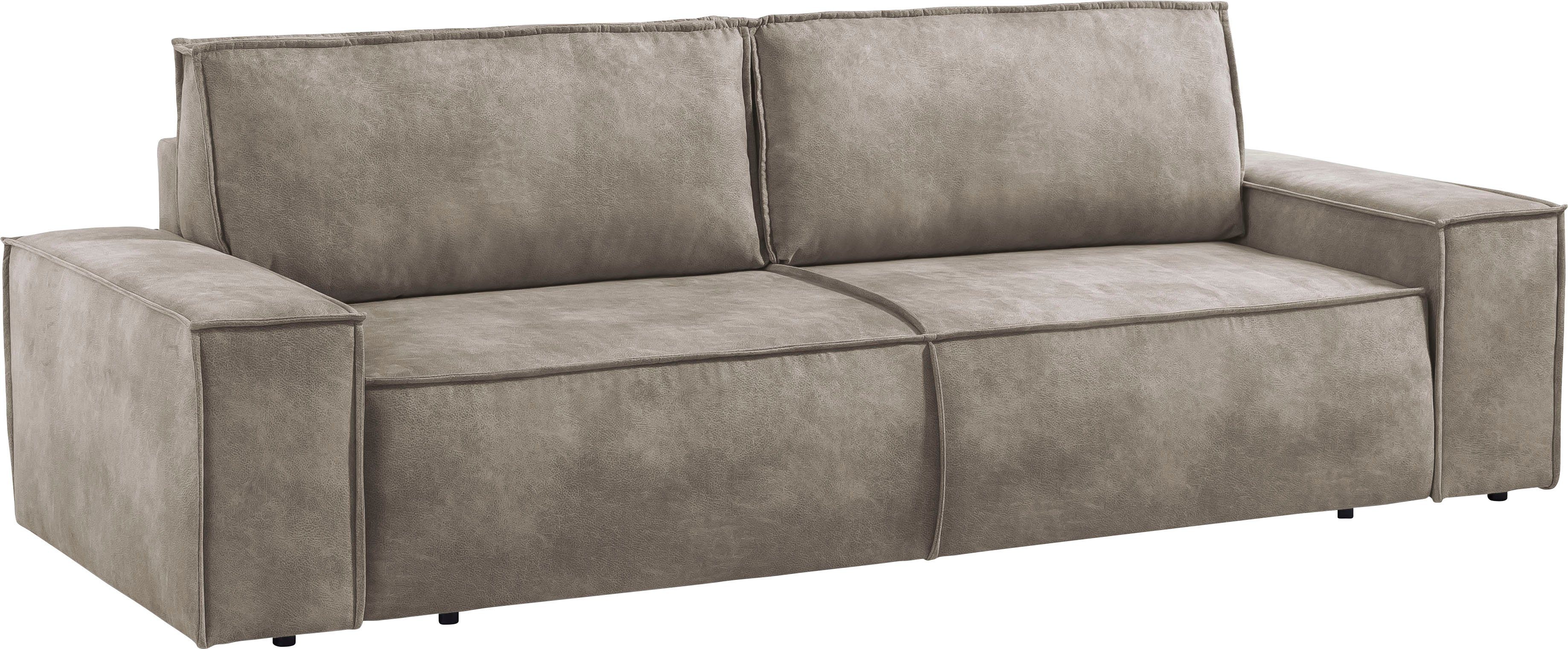 Home affaire 3-zitsbank SHERWOOD slaapbank (257 cm) ribfluweel, velours, vintage lederlook