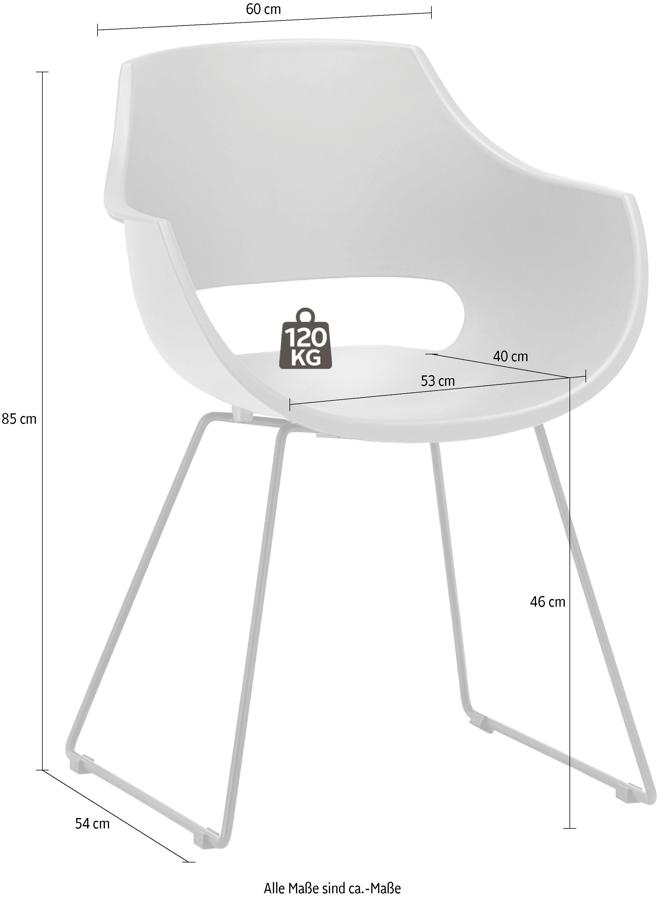 MCA furniture Kuipstoel Rockville 4-set, schaats, kunststof, belastbaarheid 120 kg, zithoogte ca. 46 cm (set, 4 stuks)