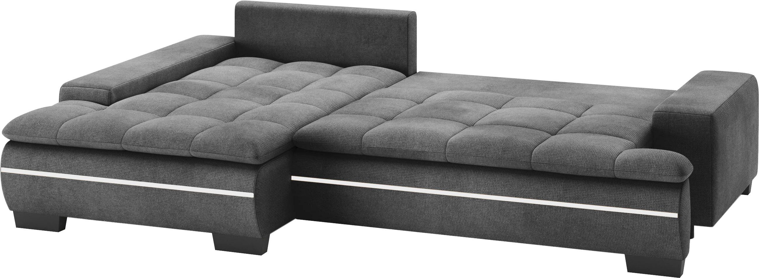 Mr. Couch Hoekbank Haiti II, L-vorm RGB-LED verlichting, optioneel met koudschuim, bed, bedlade