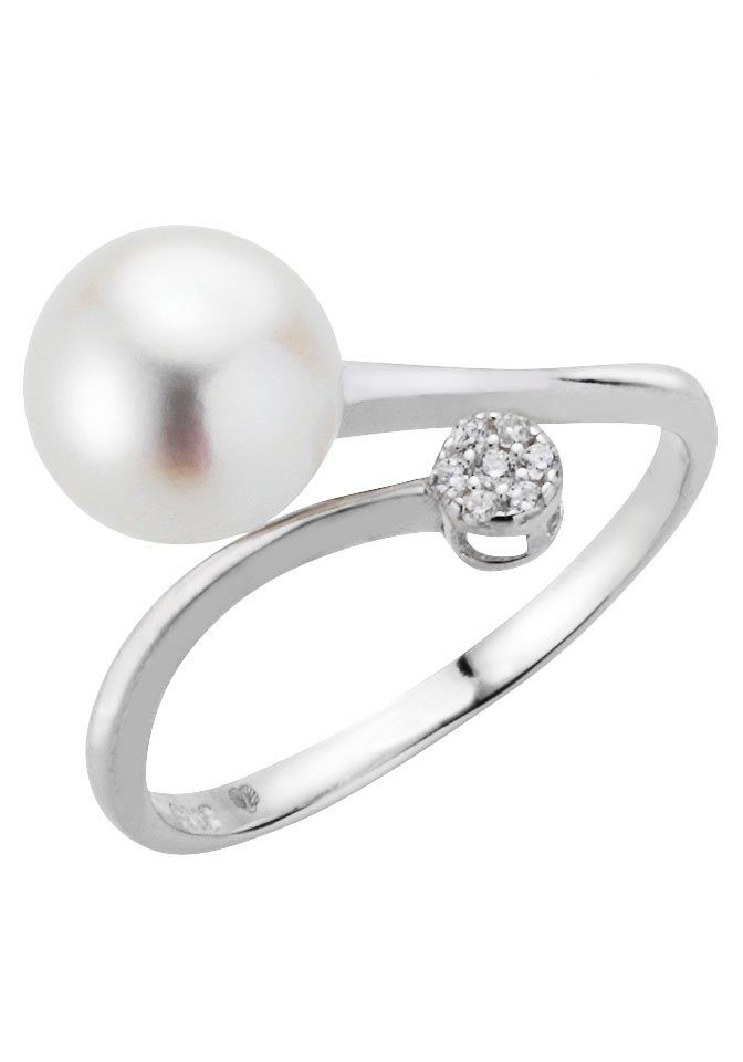 Adriana Parelring San Remo, S32-S, S32-W Made in Germany - met zirkonia - met zoetwater- of Tahitiparel