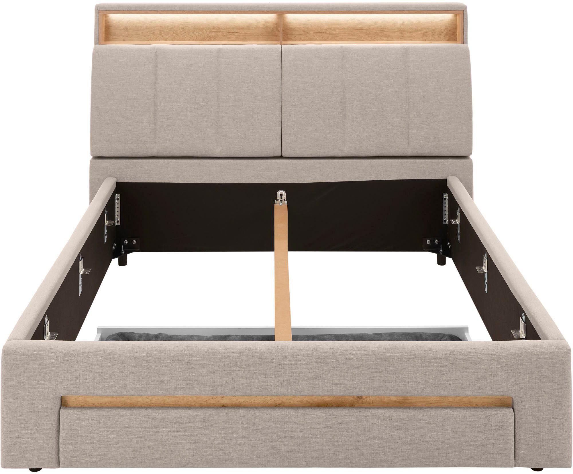 INOSIGN Gestoffeerd bed CiTY/GiRON,, gepolsterd opbergbed, met LED-verlichting Bedkisten met hondenbed of als opbergruimte, opklapbare hoofdeinden