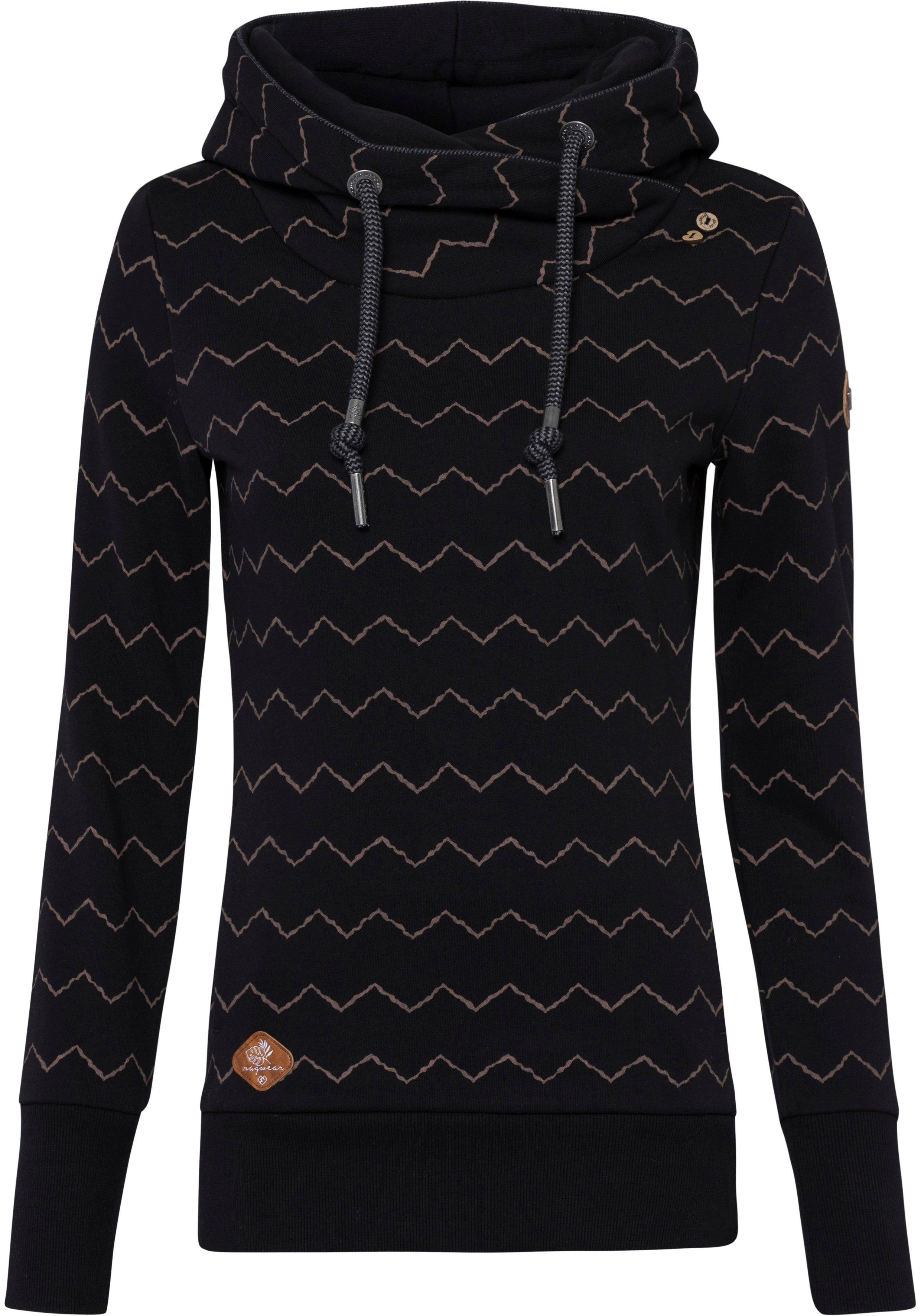 Ragwear Sweater GRIPY BUTTON CHEVRON O Hoodie met hoge sjaalkraag met sierknopen