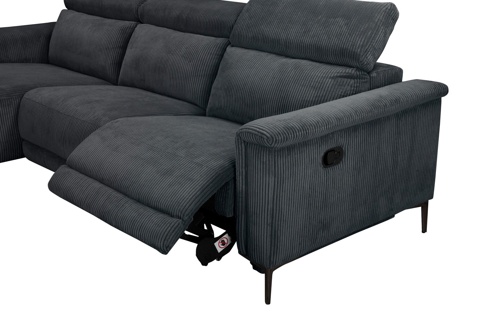 Places of Style Hoekbank Lund in cord, L-vorm, 261 cm, handmatige en elektrische relaxfunctie