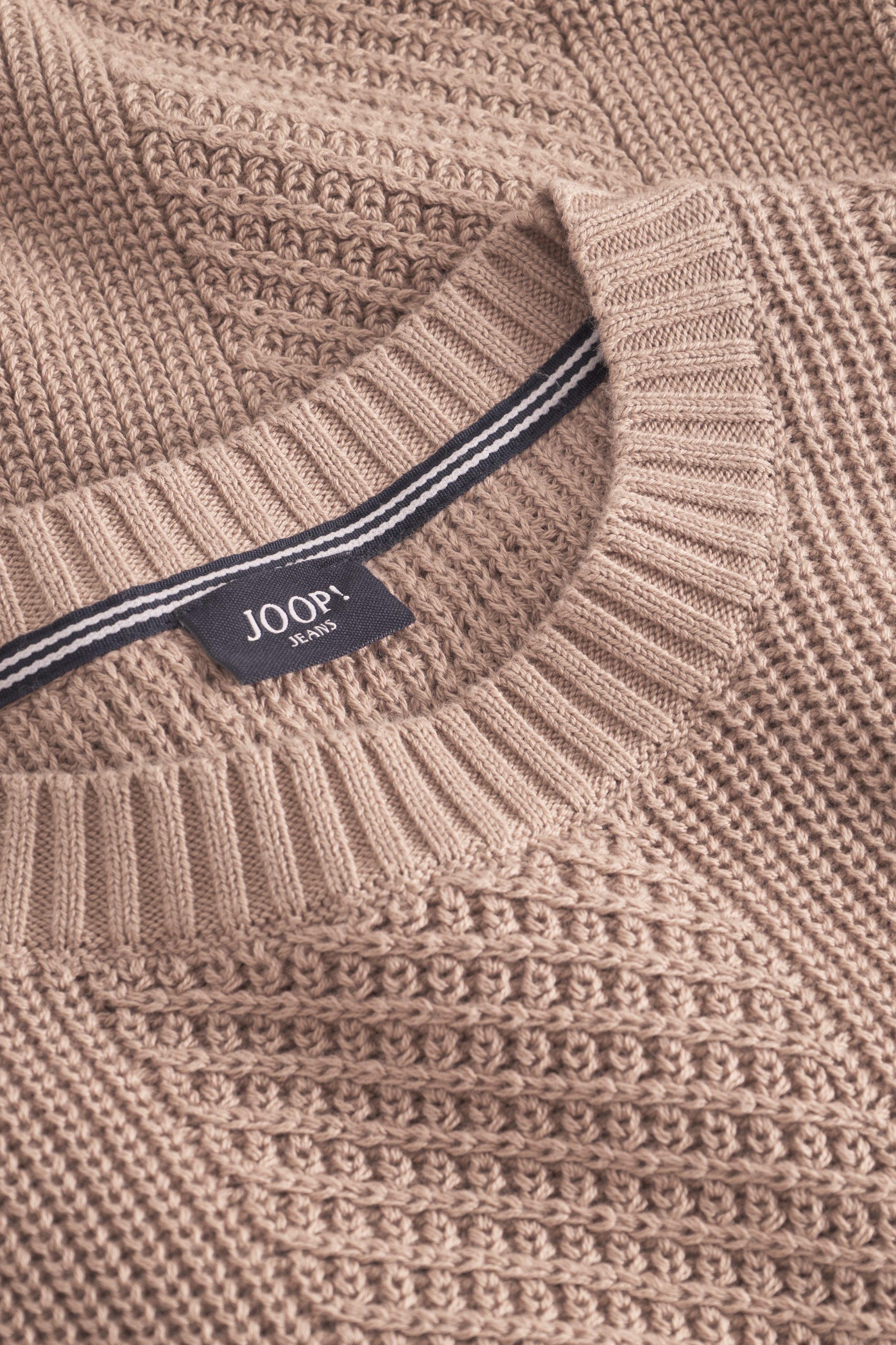 Joop Jeans Trui met ronde hals Silor Elastische band aan de romp en mouwen zachte haptiek