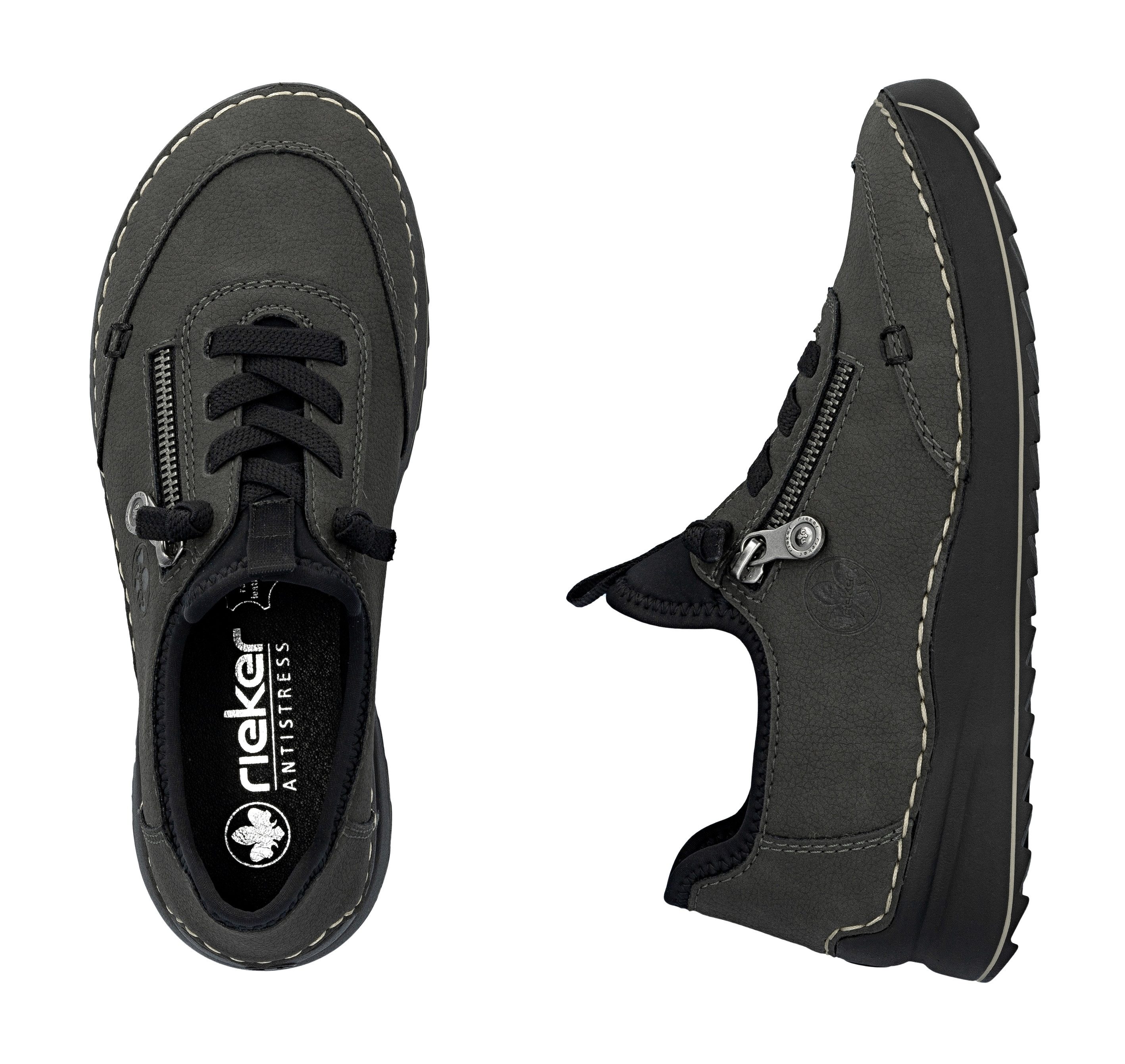 Rieker Sneakers Veterschoen, lage schoen, slipper met contrastnaad