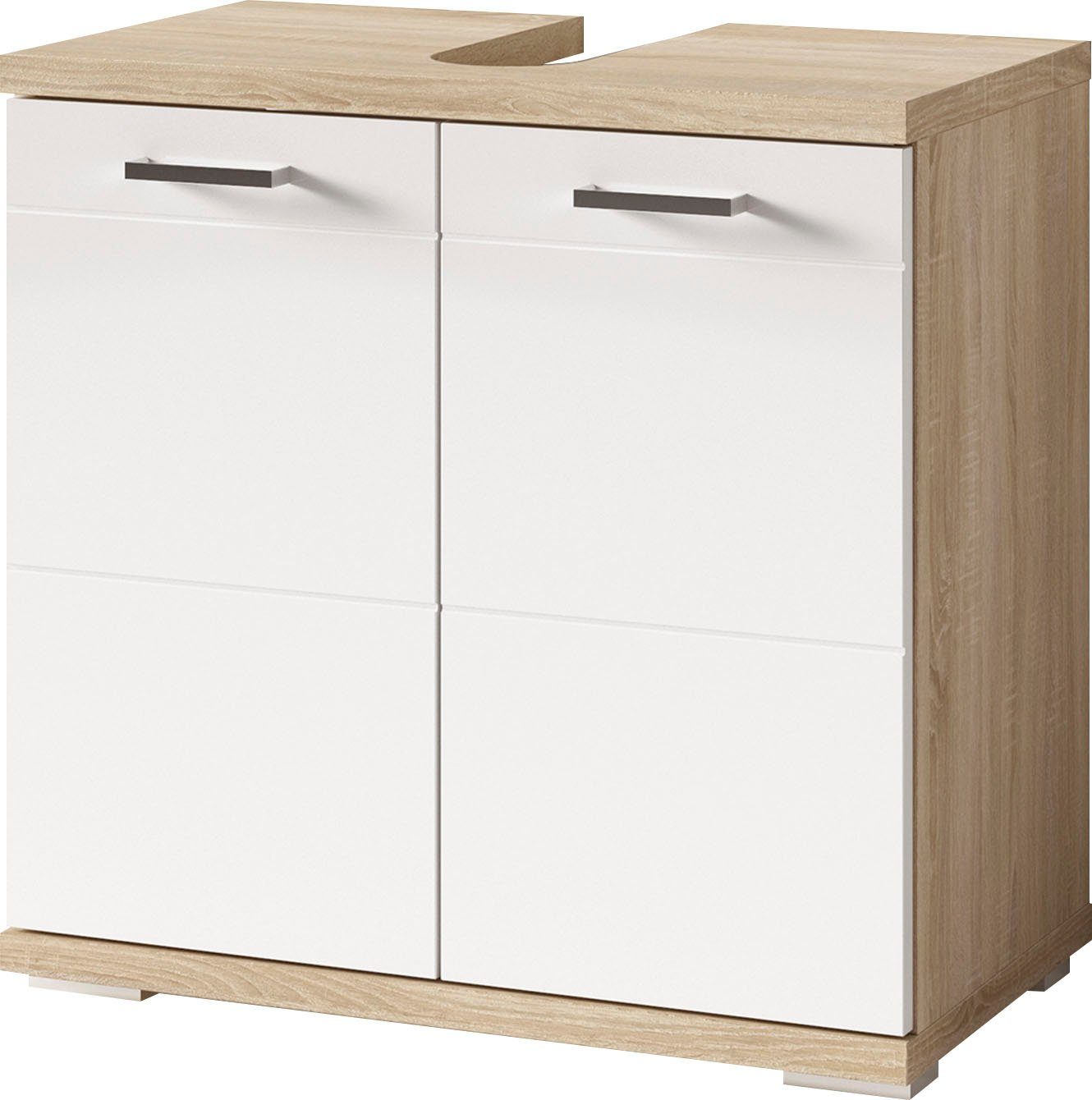 byLIVING Wastafelonderkast Nebraska Breedte 60 cm, met hoogglanslak en verchroomde metalen handgrepen