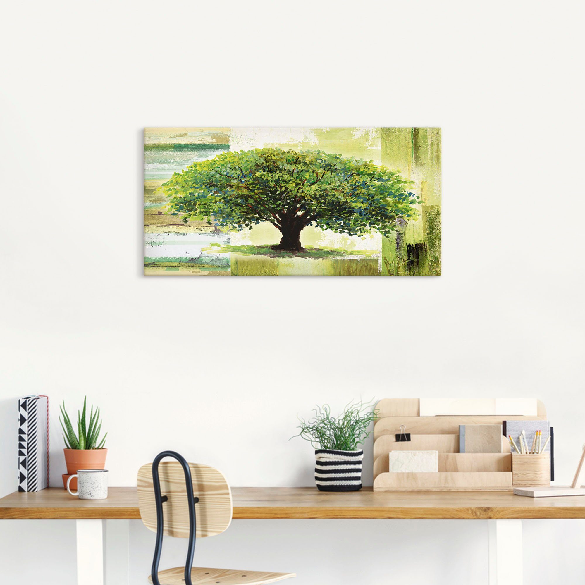 Artland Artprint Voorjaarsboom op abstracte achtergrond als artprint van aluminium, artprint voor buiten, artprint op linnen, poster in verschillende maten. maten