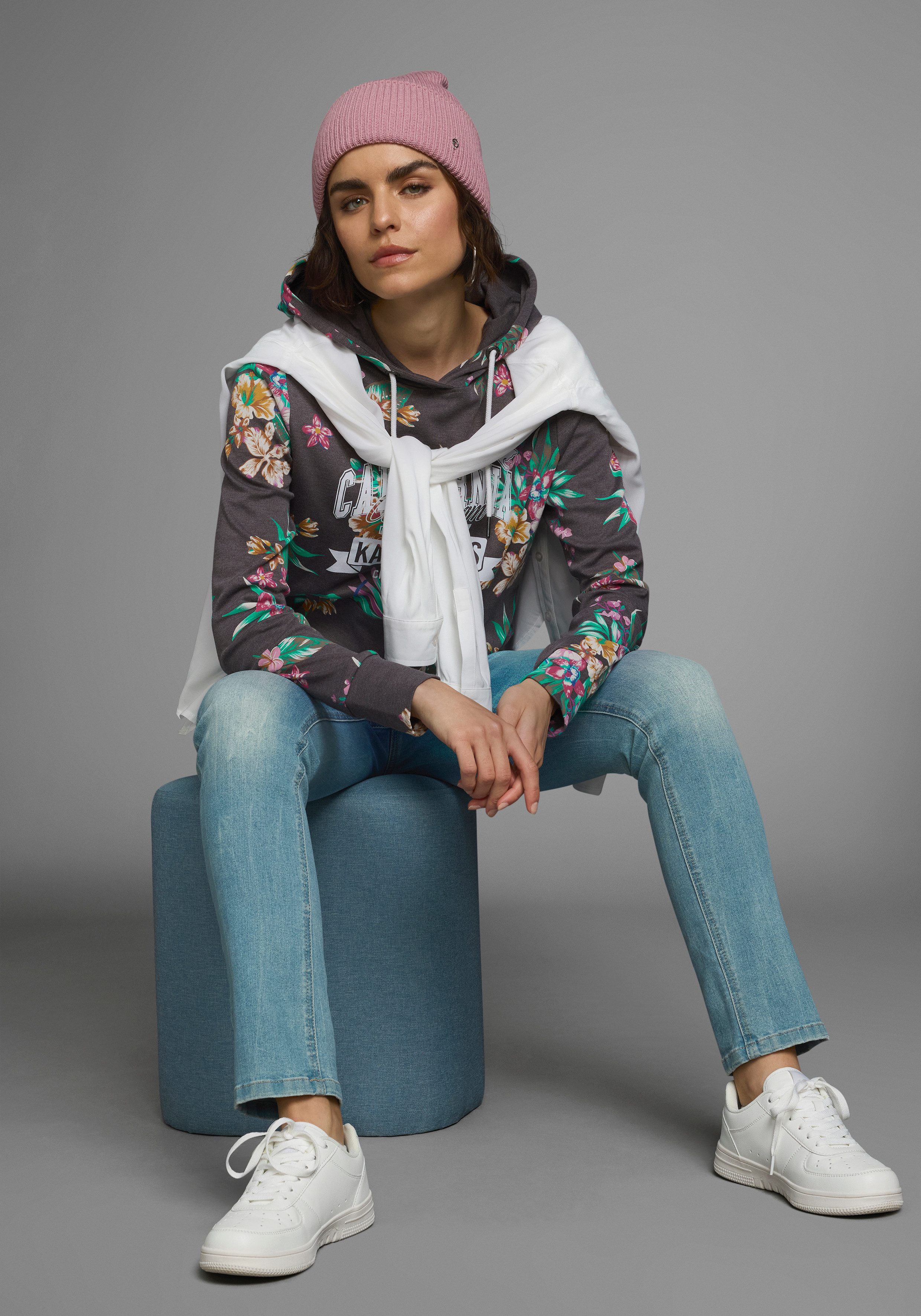 KangaROOS Hoodie Lange mouwen, figuurvolgende snit, van interlockmateriaal