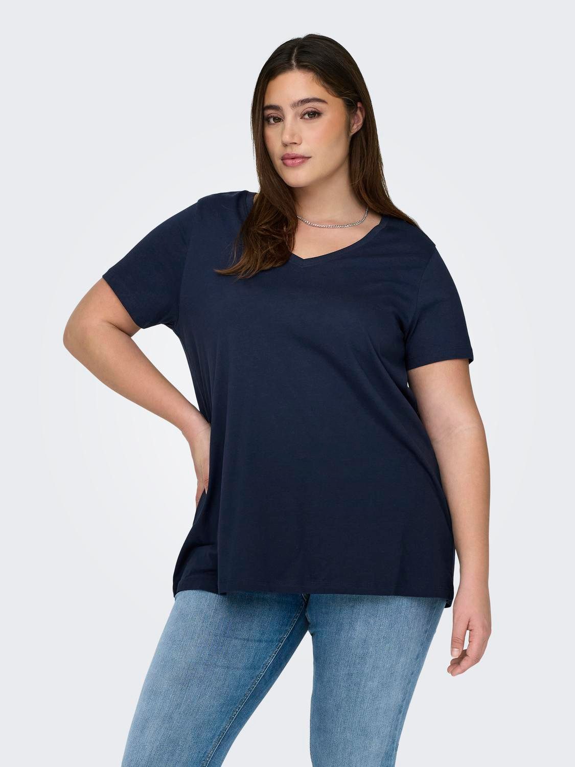 ONLY CARMAKOMA Shirt met V-hals CARBONNIE LIFE S-S V A-SHAPE TEE NOOS