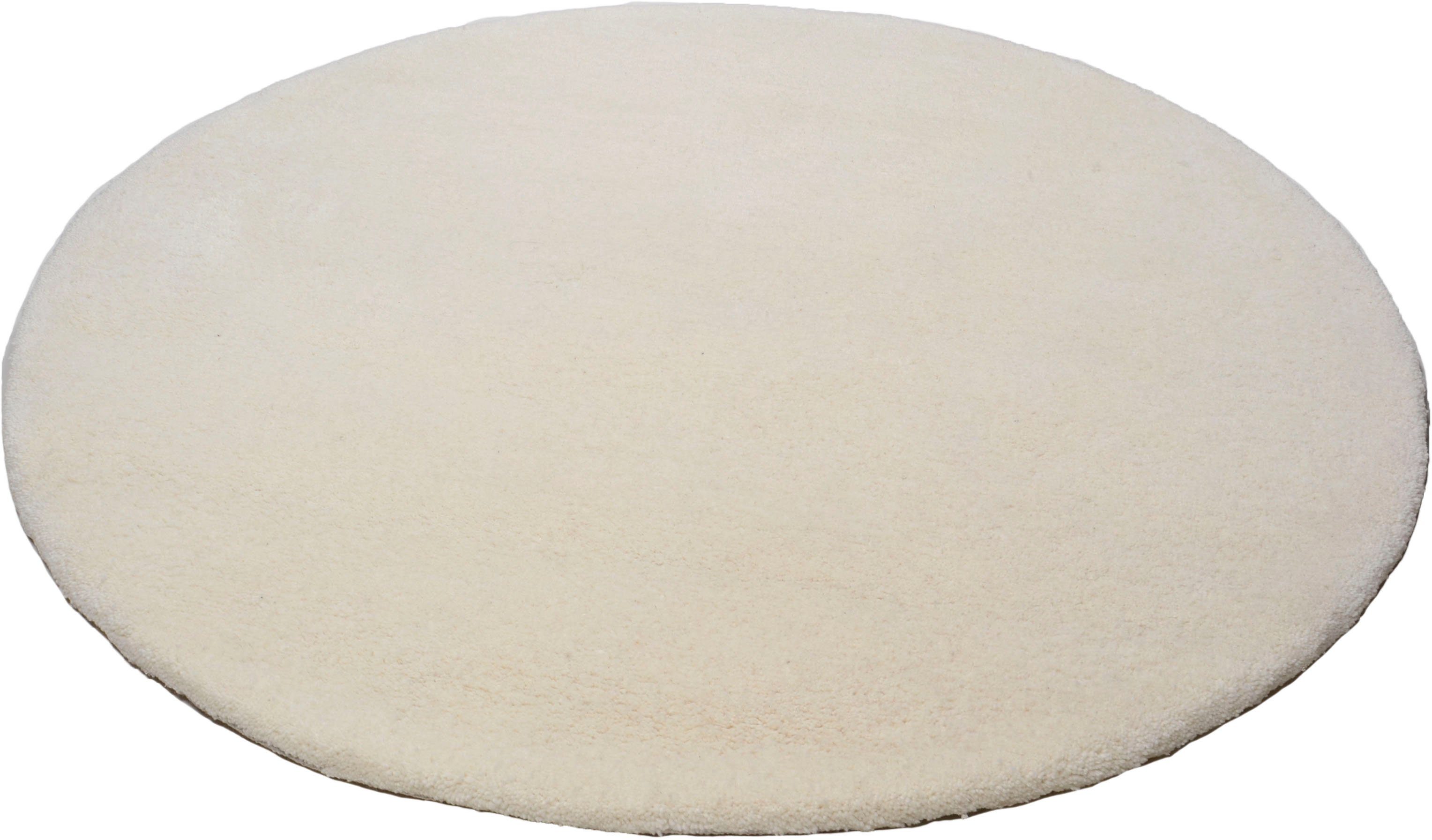 THEKO Wollen kleed AMRAVATI echte berber uit marokko, zuivere wol, met de hand geknoopt wollen vloerkleden maat Ø 150 cm x 28 mm wit