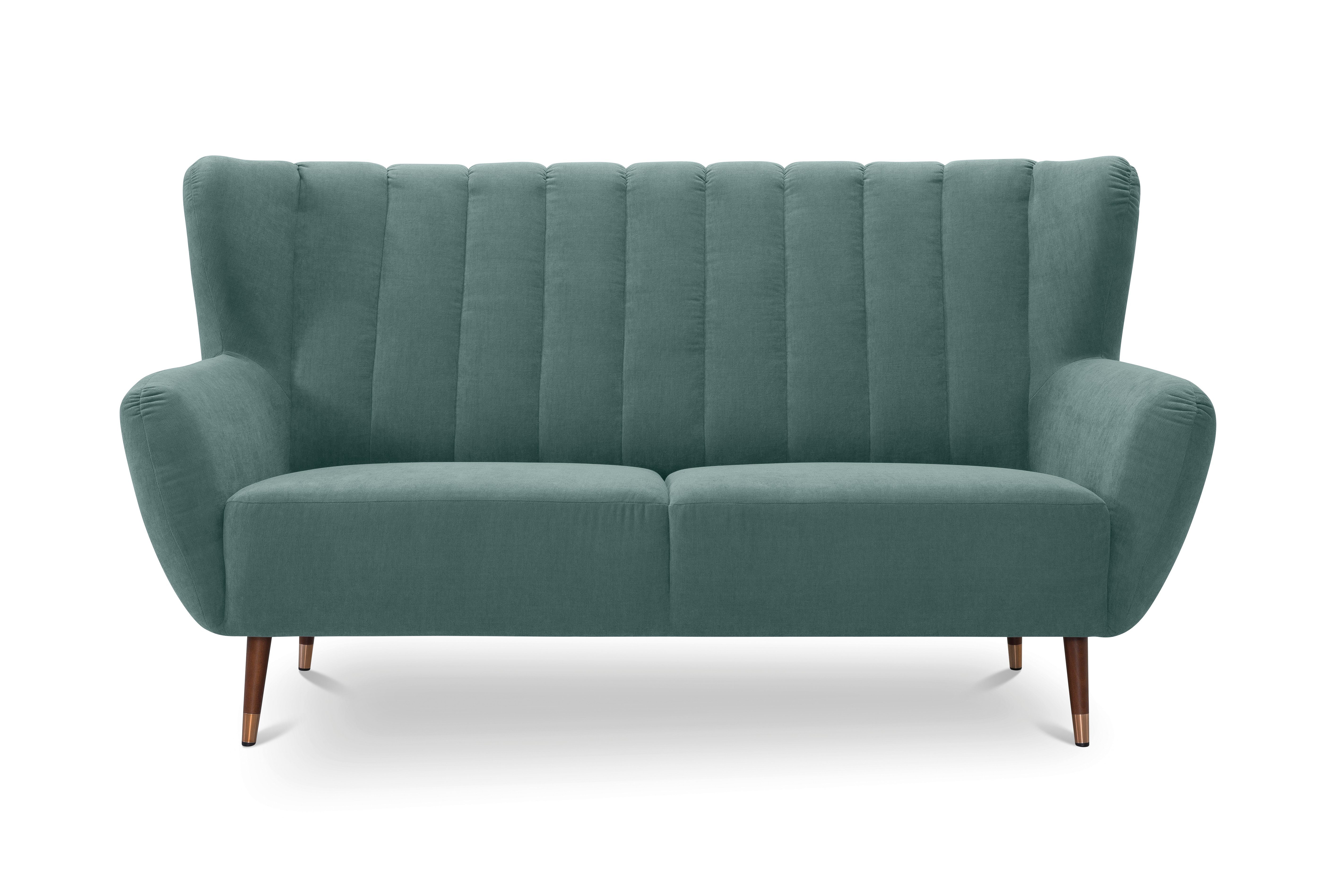 exxpo - sofa fashion 3-zitsbank Polly, comfortabel met hoge rugleuning, hoge poten, oorschelpbank groen, 3-zitsbanken