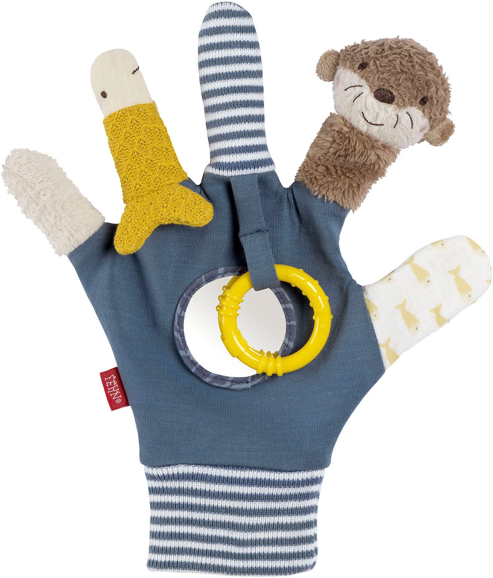 Fehn Grijpspeeltje Otter Theo, speelhandschoen Otter