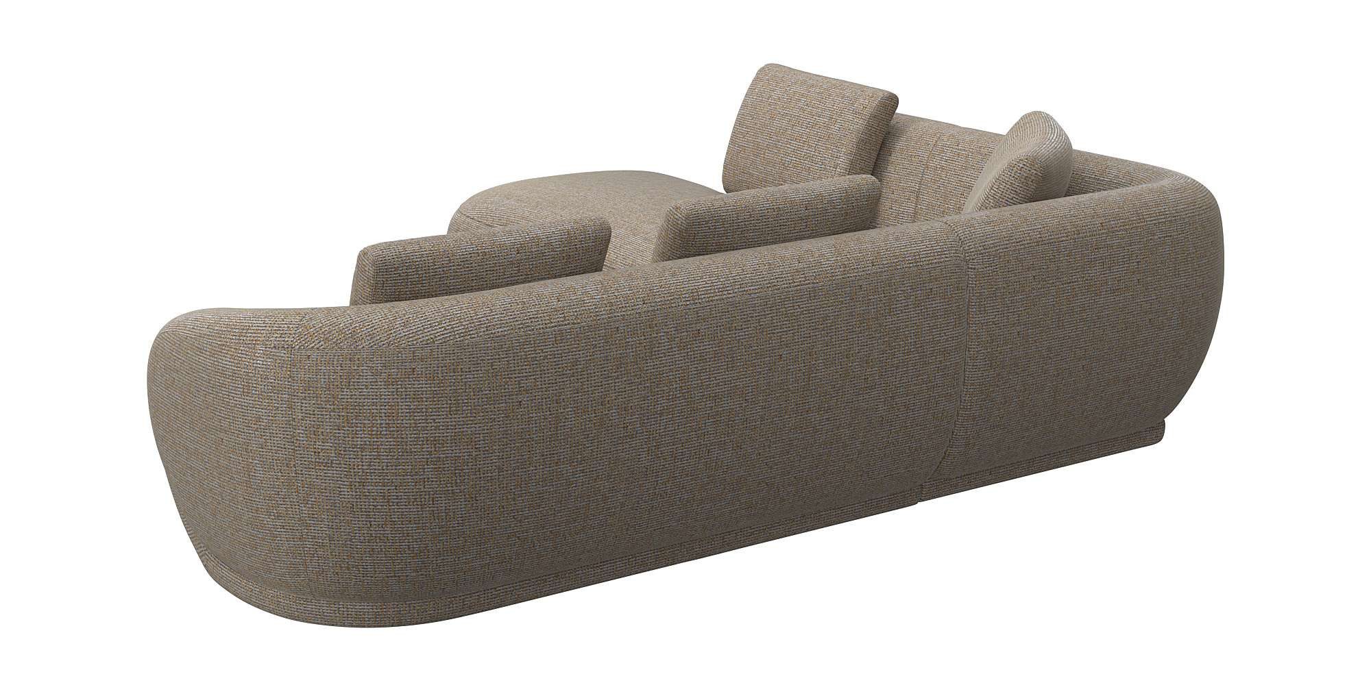 FLEXLUX Hoekbank Torino, rond, L-vorm, bankhoek met ottomane Modern, organisch bankontwerp, koudschuim, golfvering