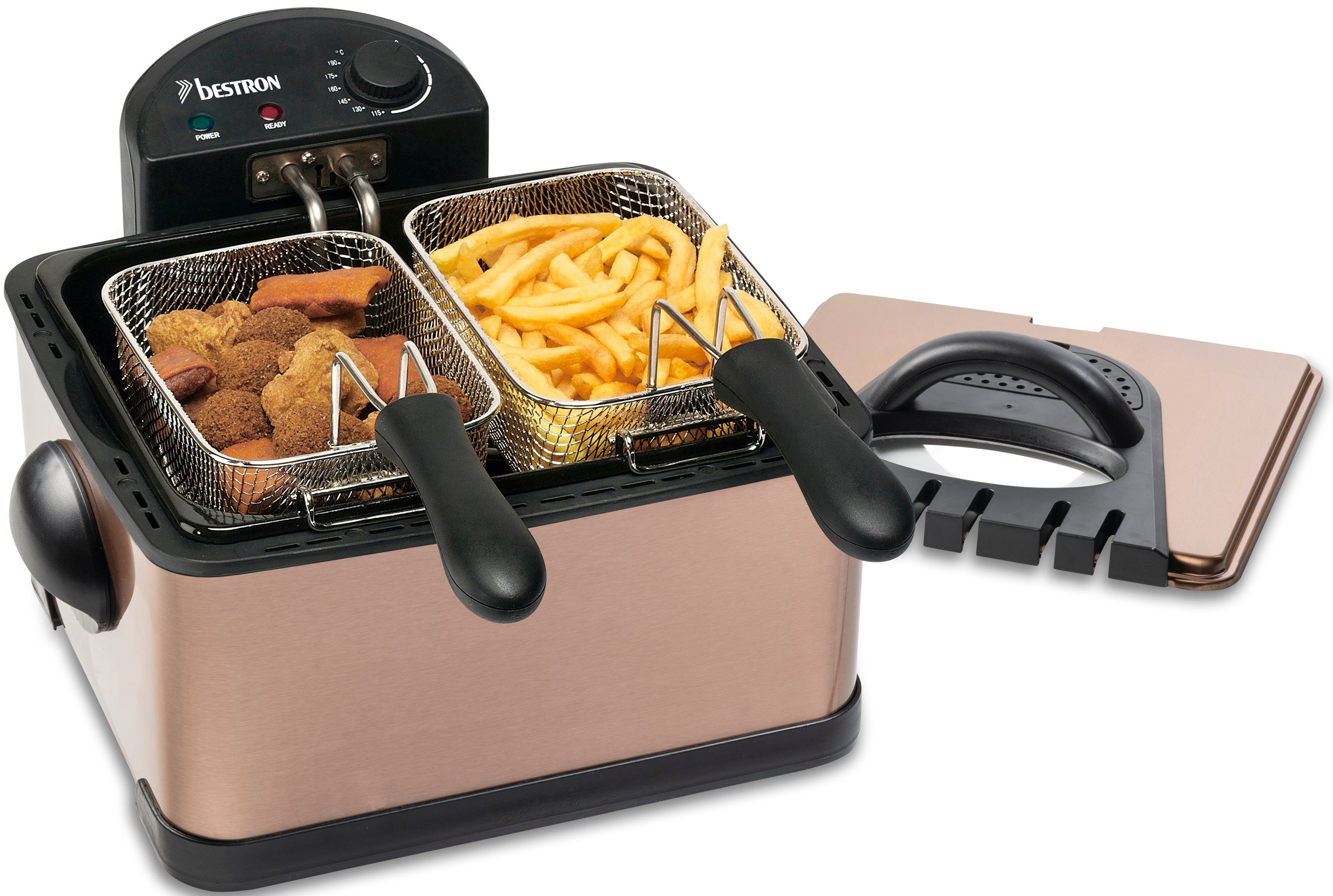 bestron Friteuse DF402B Cool Zone Capaciteit 1x ca. 1,5 kg/2x ca. 0,75 kg, 3 frituurmanden, 4 liter