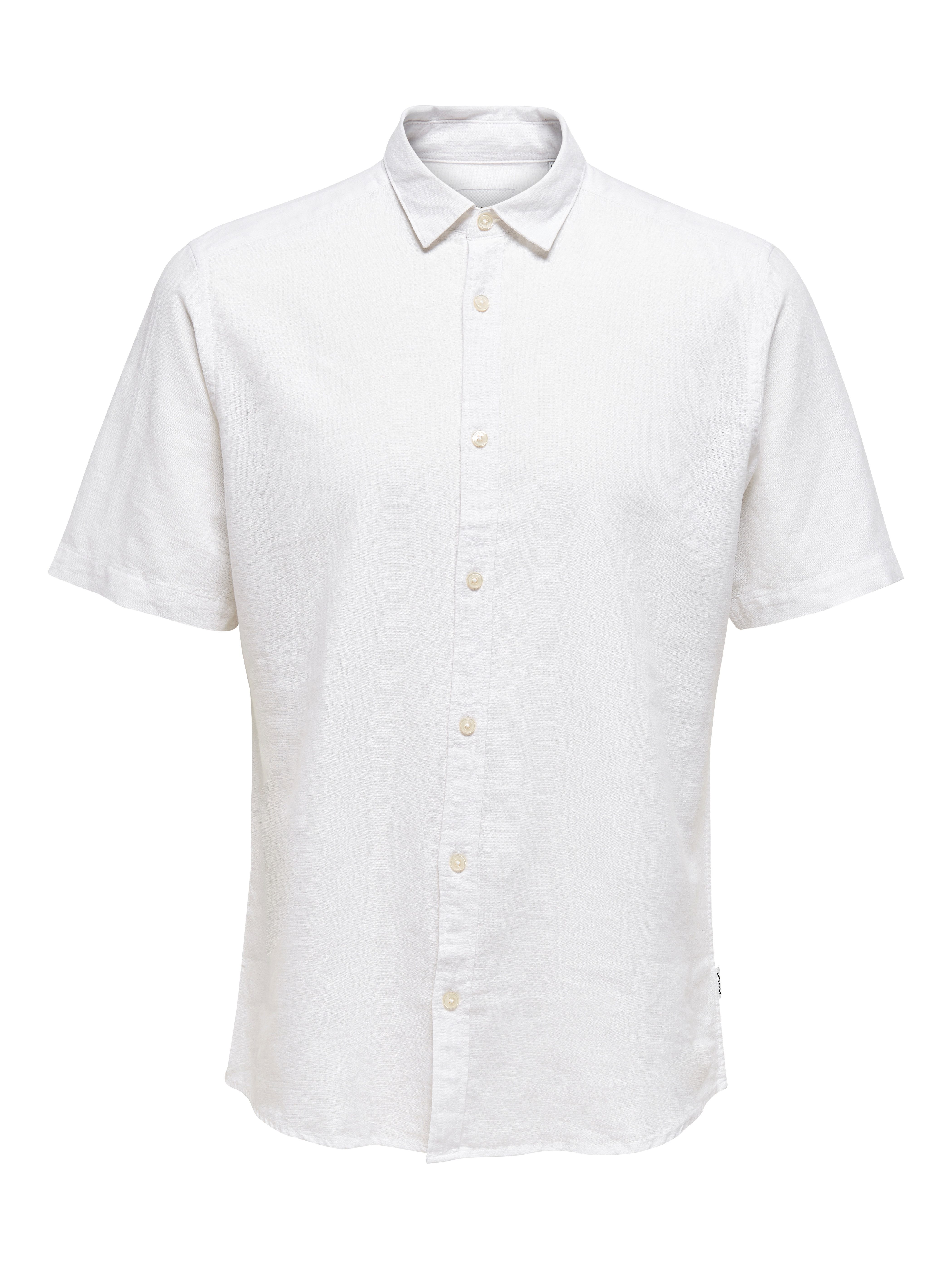 ONLY & SONS Overhemd met korte mouwen ONSCAIDEN SS SOLID LINEN SHIRT NOOS