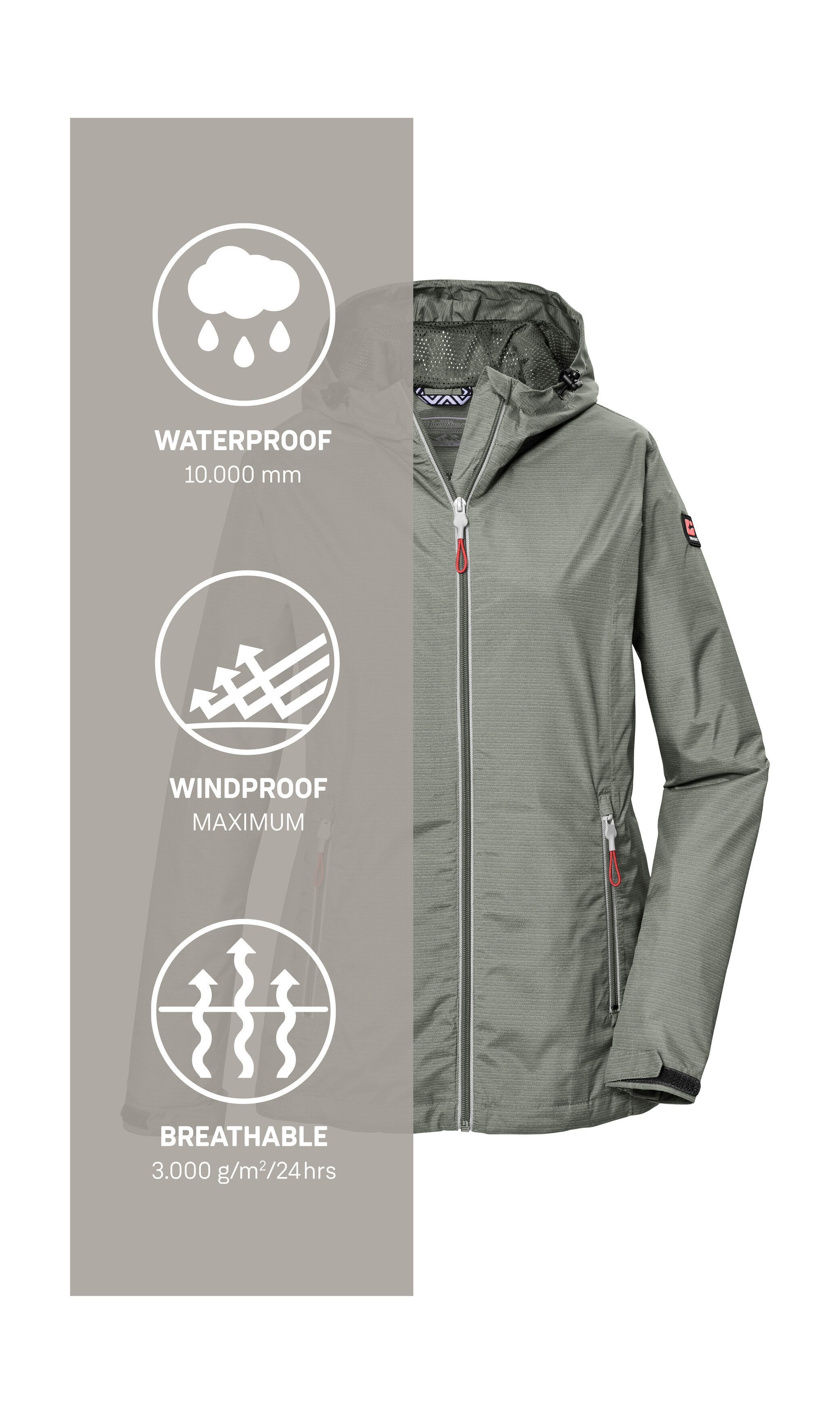 Killtec Outdoorjack KOS 108 WMN JCKT Lichte, water- en winddichte damesjas, PFAS-vrij geïmpregneerd
