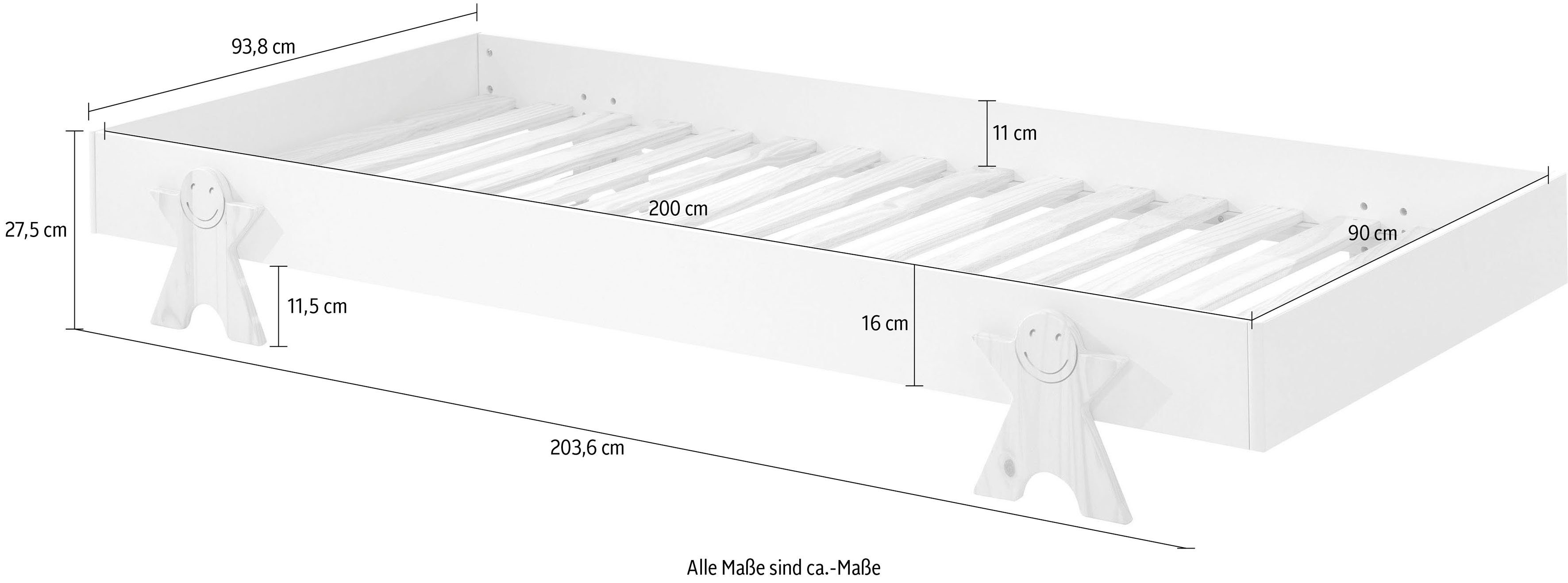 Vipack Kinderledikant Modulo, stapelbaar eenpersoonsbed, incl. lattenbodem, 2 kleuren Ligoppervlak 90/200 cm, afzonderlijk of als 2-delige set verkrijgbaar