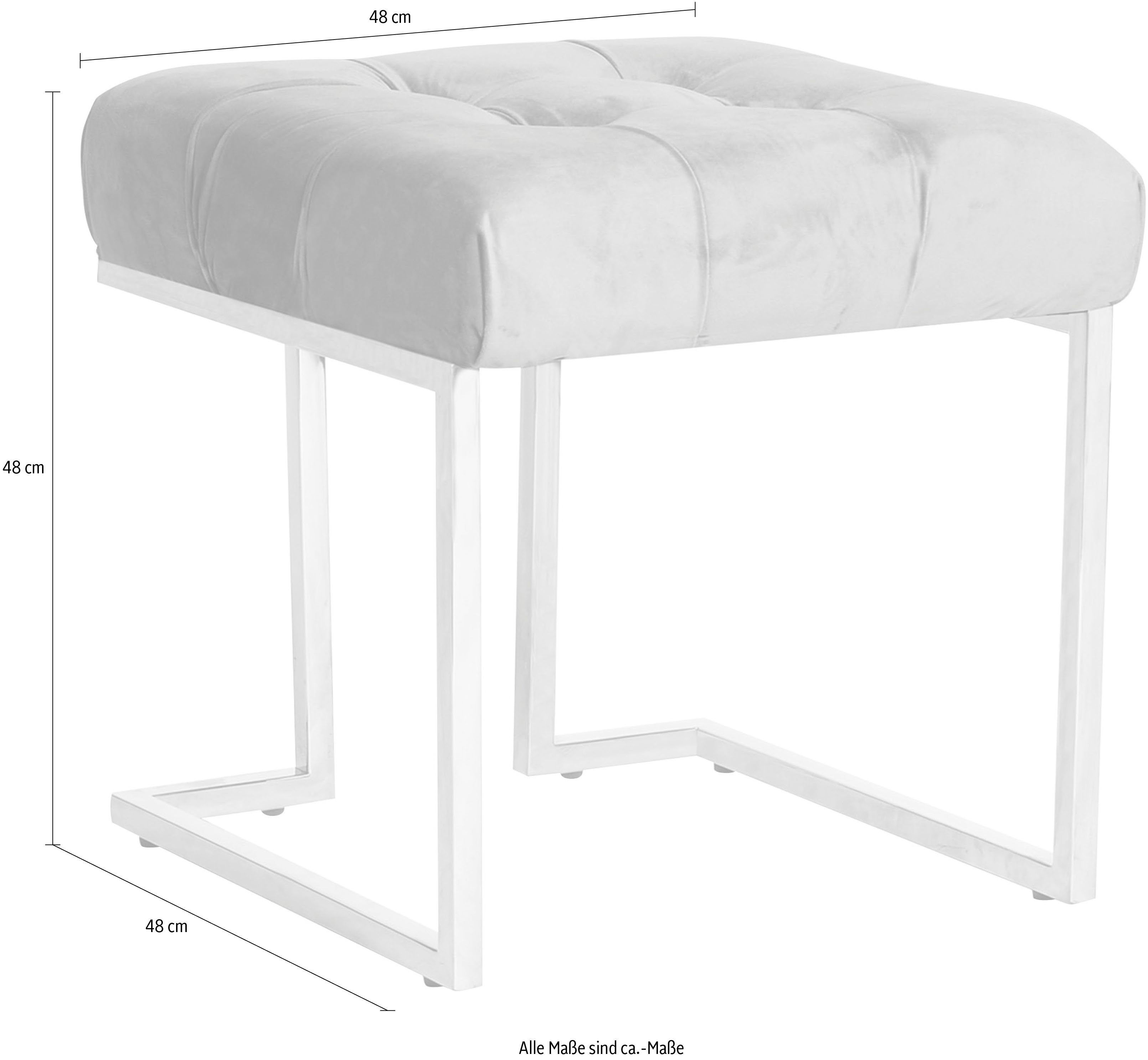 Kayoom Zithocker Kruk Rare, elegante uitstraling door goudkleurige frame hoekig, fluweelzacht, doorgestikt, met sierknopen, edelstalen frame (1 stuk)