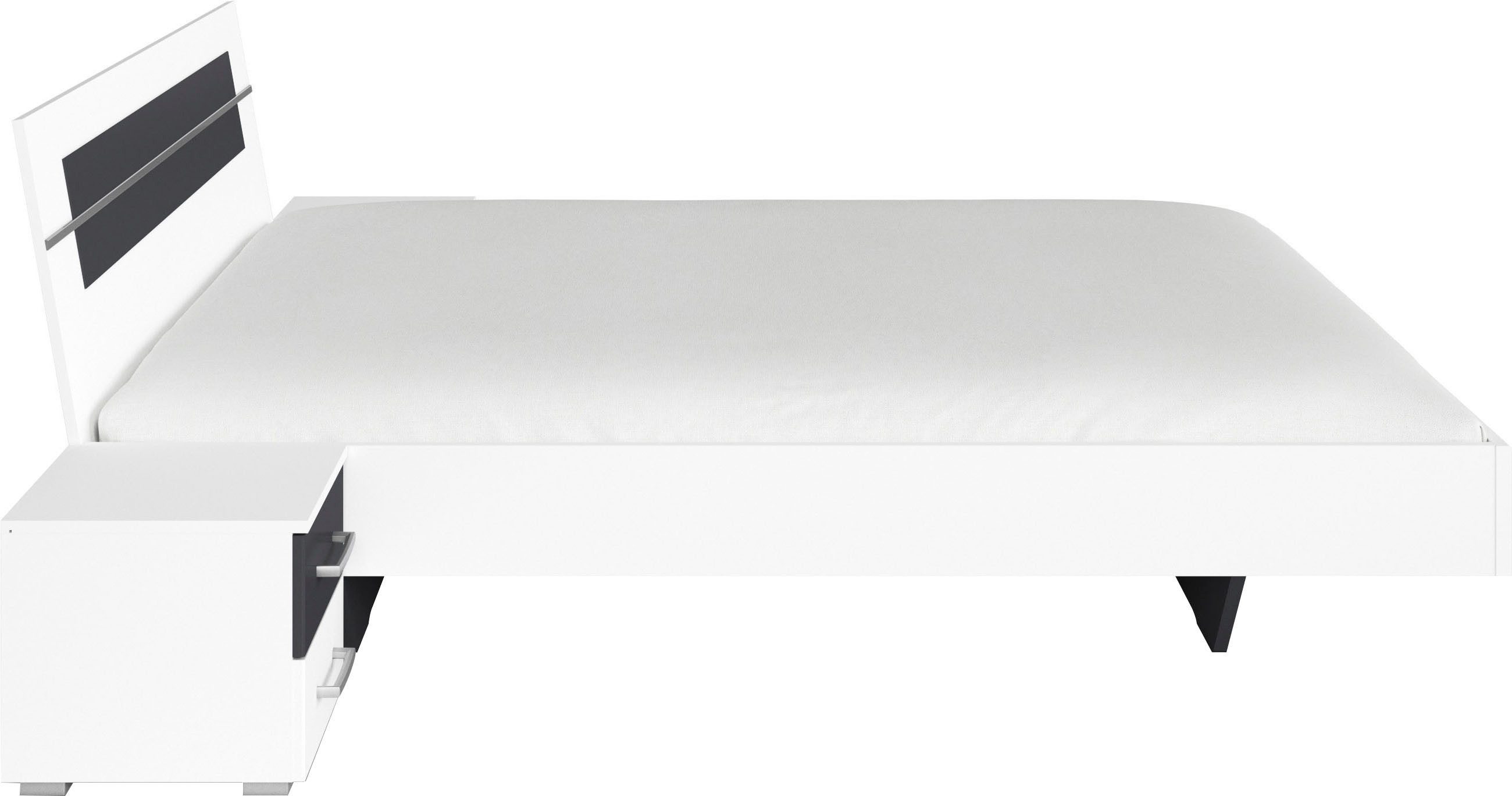 rauch Ledikant Tweepersoons futonbed BURANO in zwevende look en afgebakend hoofdeinde met 2 nachttafels made in germany (set)