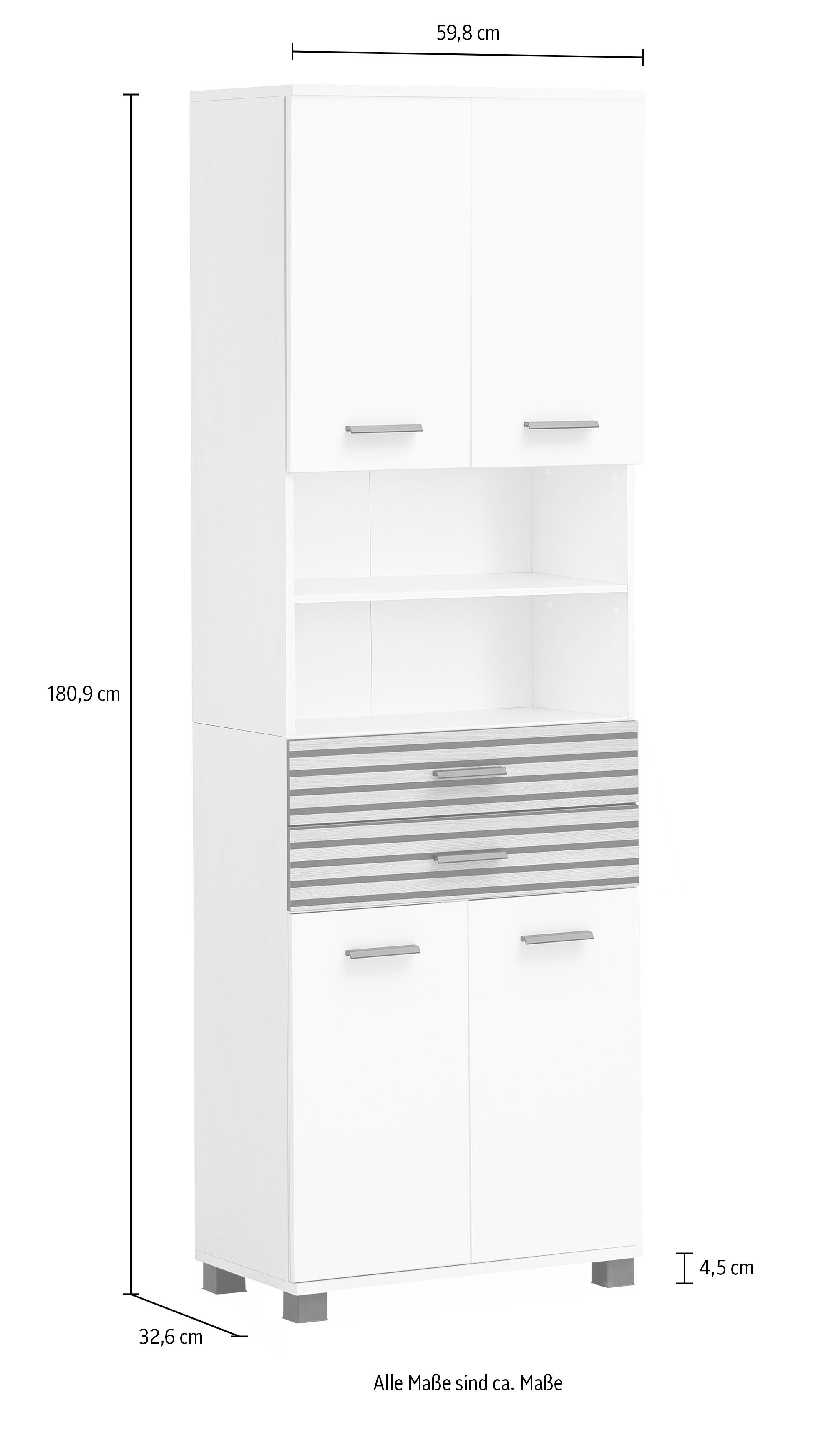 welltime Hoge kast Katta, breedte 59 cm Ladefronten met akoestiekprint