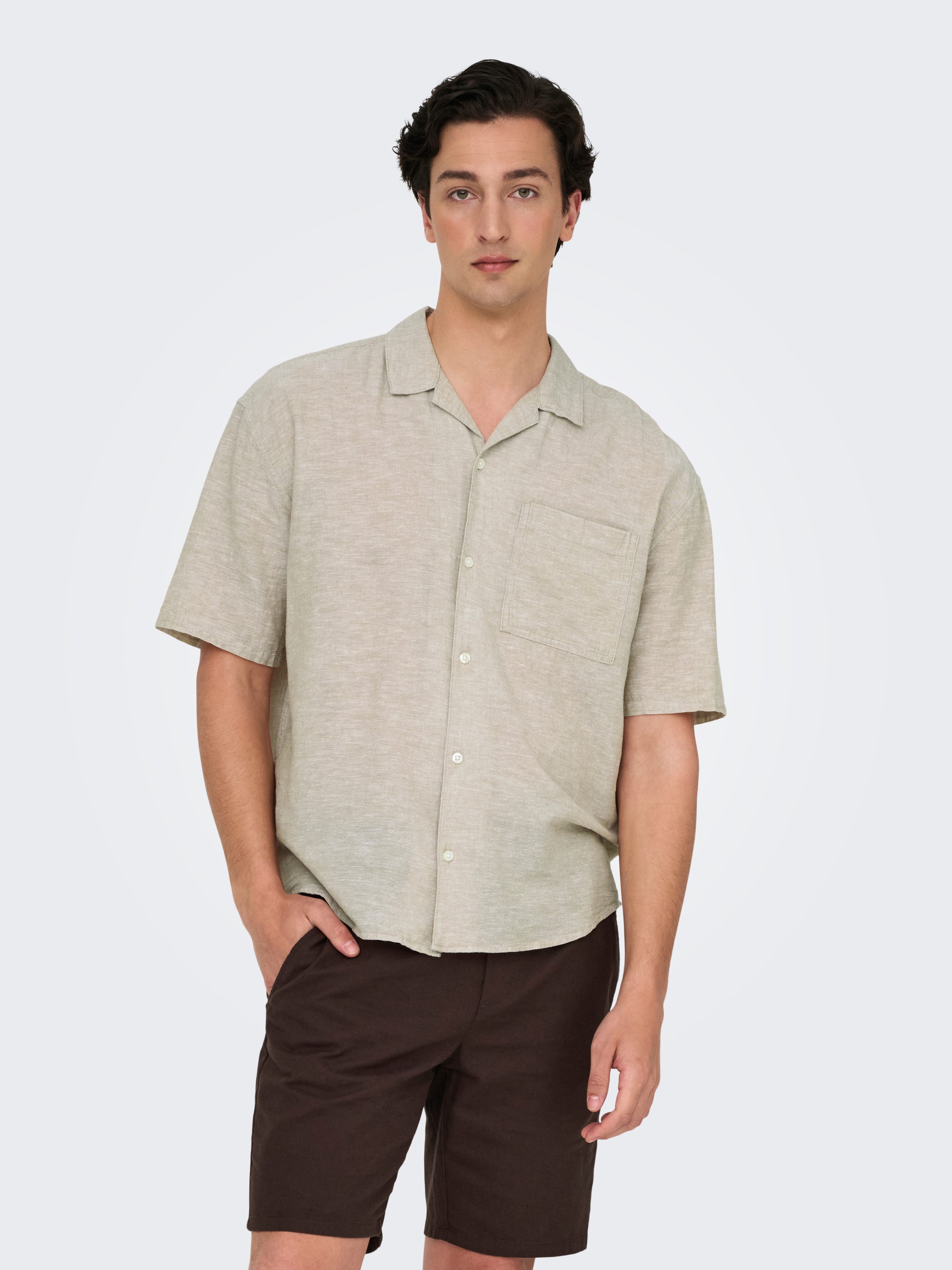 ONLY & SONS Overhemd met korte mouwen ONSCAIDEN LIFE RELAX SS RESORT 1PKT SHIR