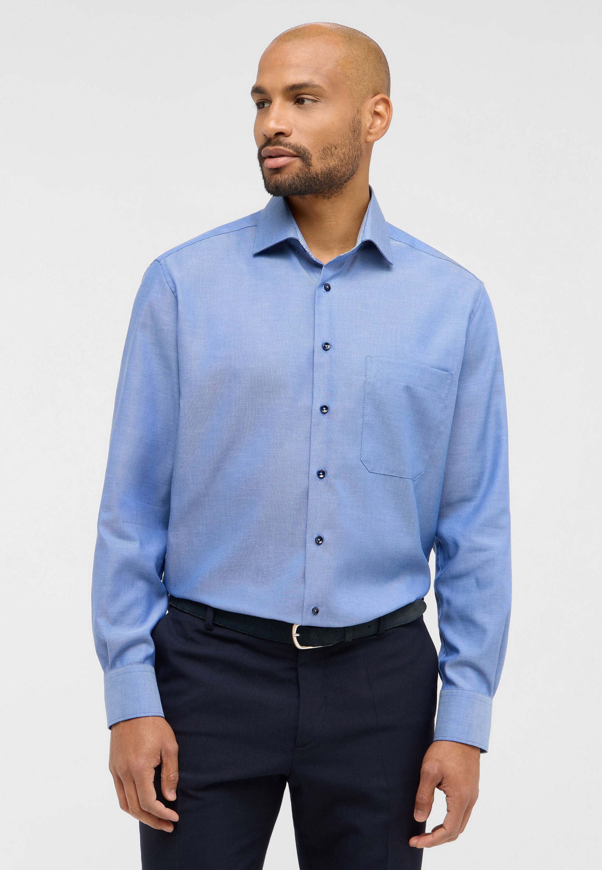 Eterna Overhemd met lange mouwen Comfort fit NON IRON (strijkvrij) heren overhemden maat 44 blauw