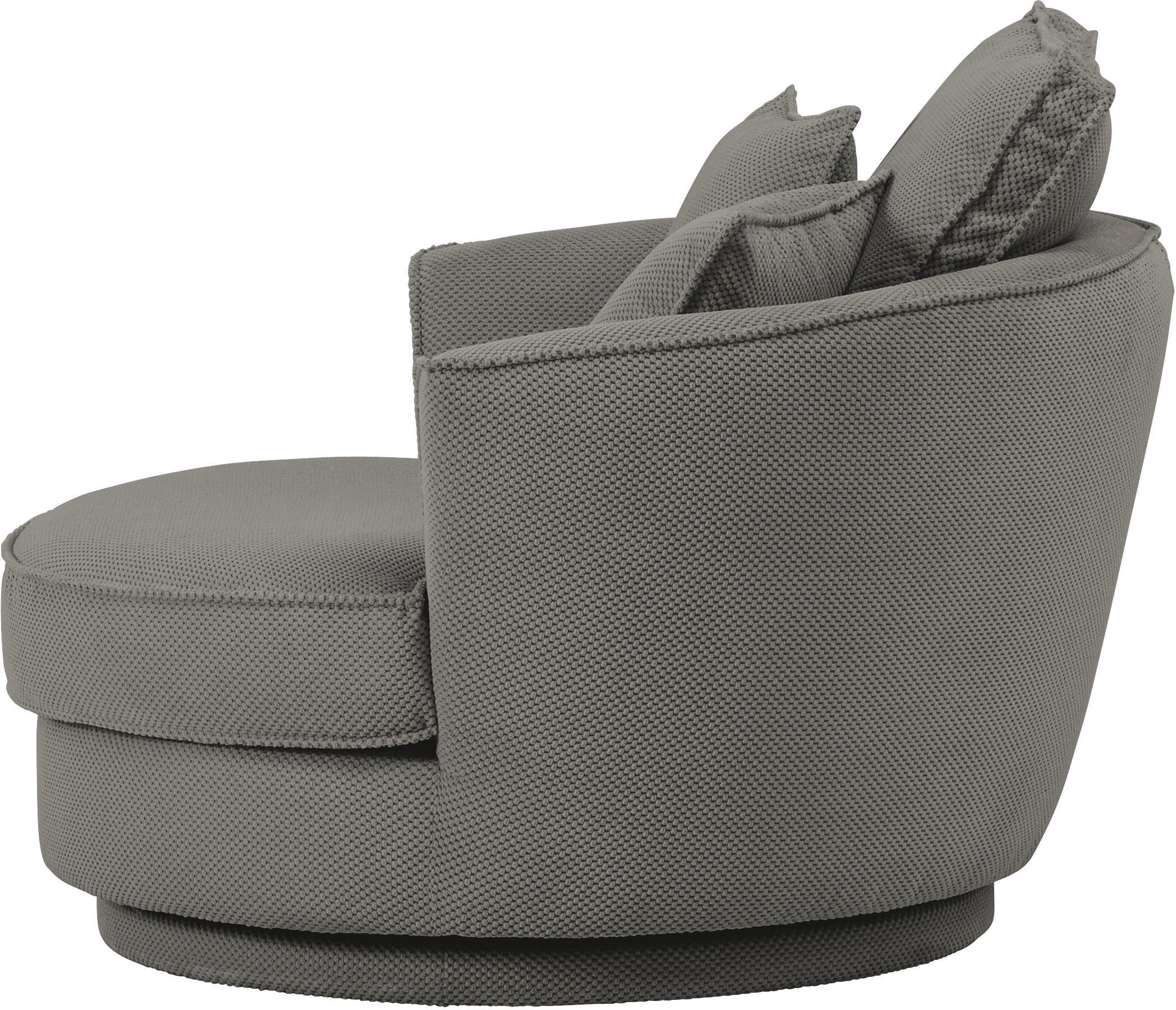 Leonique Draaibare fauteuil MAISIE, Love Seat XXL, leesfauteuil BIG- Zetel in MEGA CORD en geweven velours, 360 graden draaibaar