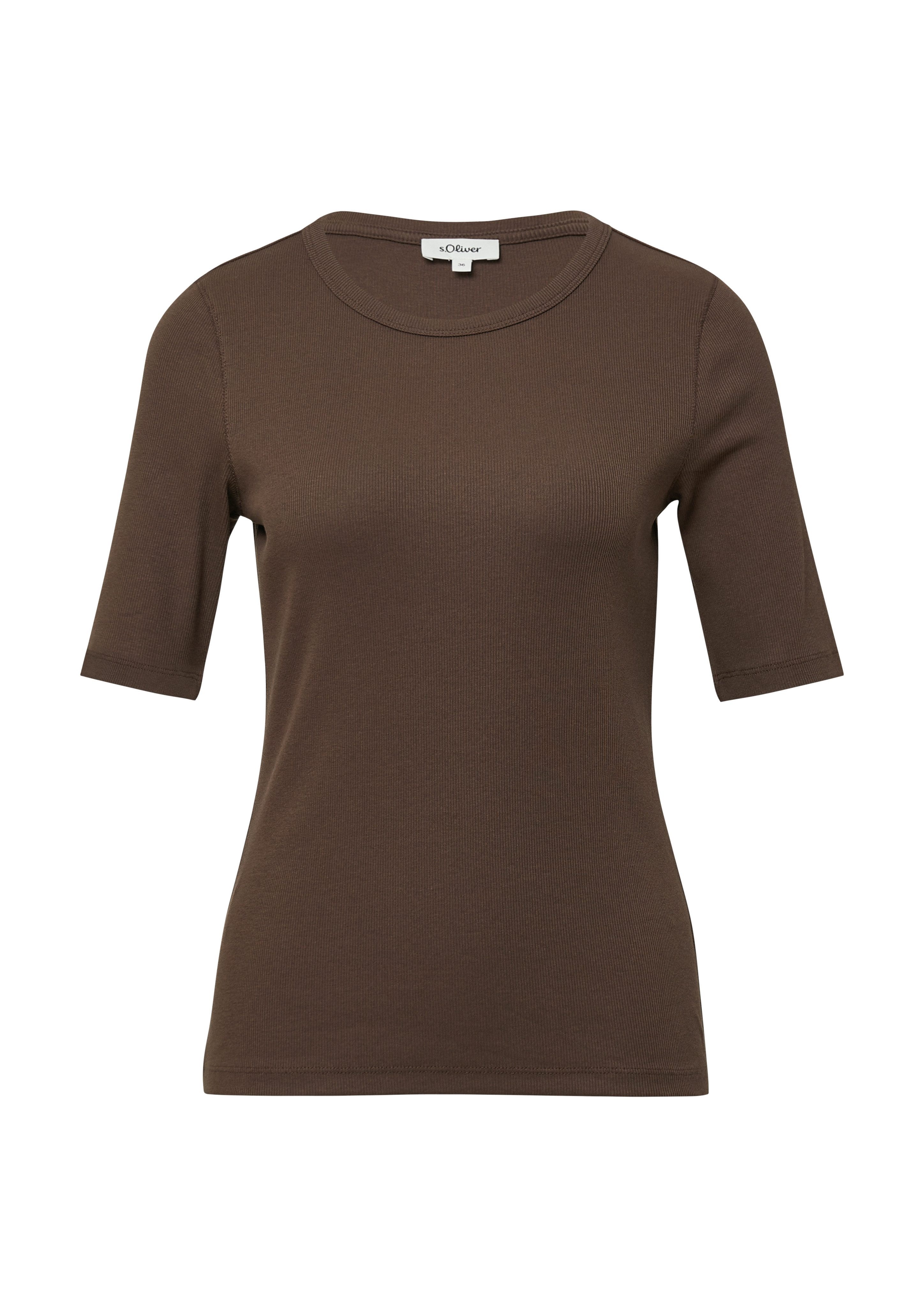 s.Oliver T-shirt geribbeld en met stretch