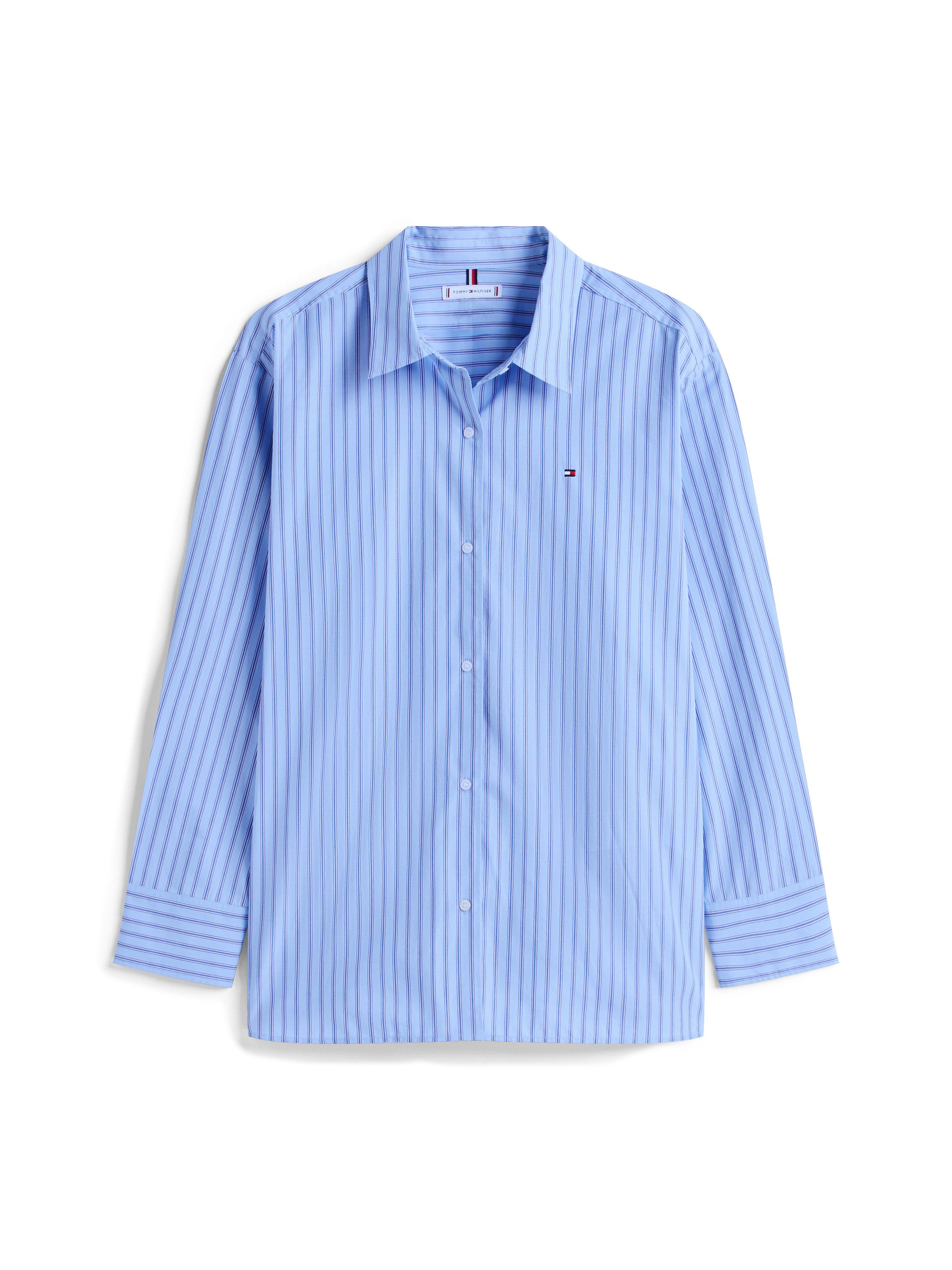 Tommy Hilfiger Overhemdblouse ESS POPLIN EASY FIT SHIRT Achter langer gesneden met afgeronde zoom