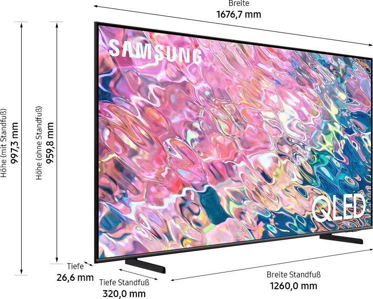 Samsung QLED-TV 75" QLED 4K Q60B (2022), 189 cm / 75", Smart TV, Quantum Processor Lite 4K, Quantum HDR, Supreme UHD-dimming