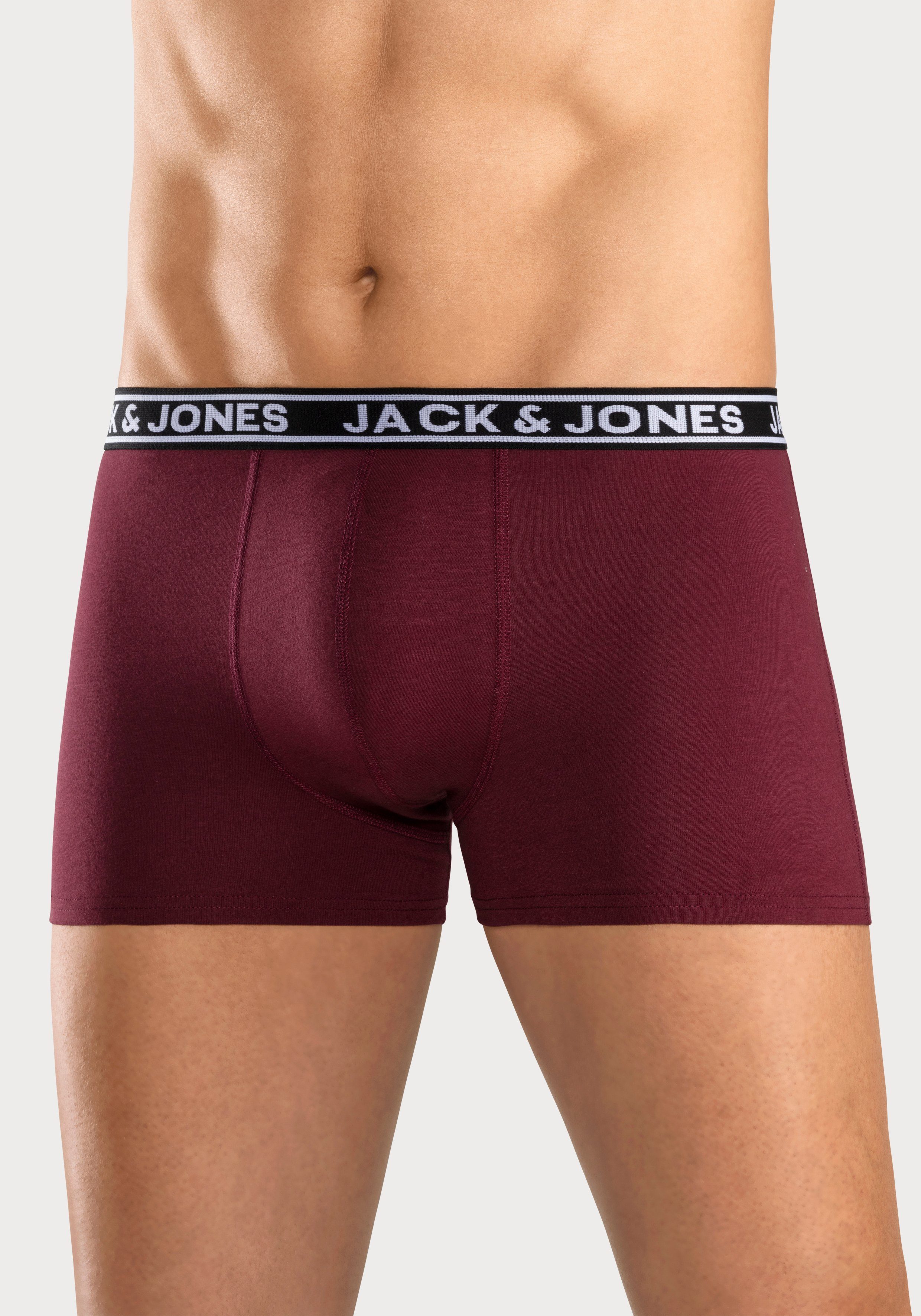 Jack & Jones Trunk JACCRISP in 6-pack met logoband en stretchcomfort effen met kleuraccent, modieus, nauwsluitend, katoenmix (set, 6 stuks)