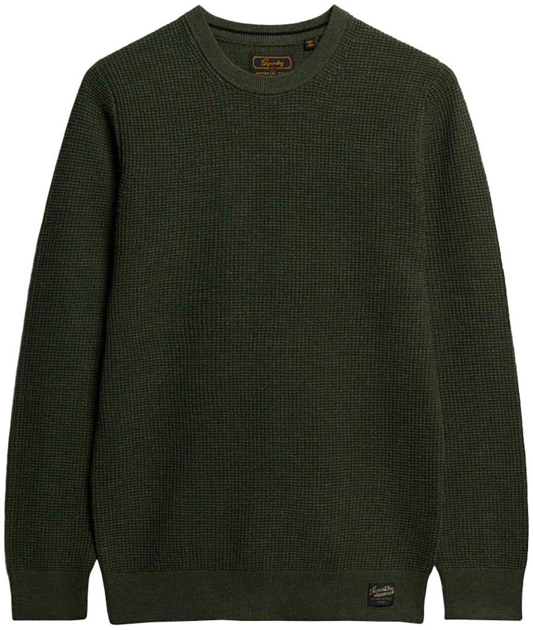 Superdry Gebreide trui TEXTURED CREW KNIT JUMPER met gestructureerd wafelbreipatroon heren pullovers maat XXXL groen