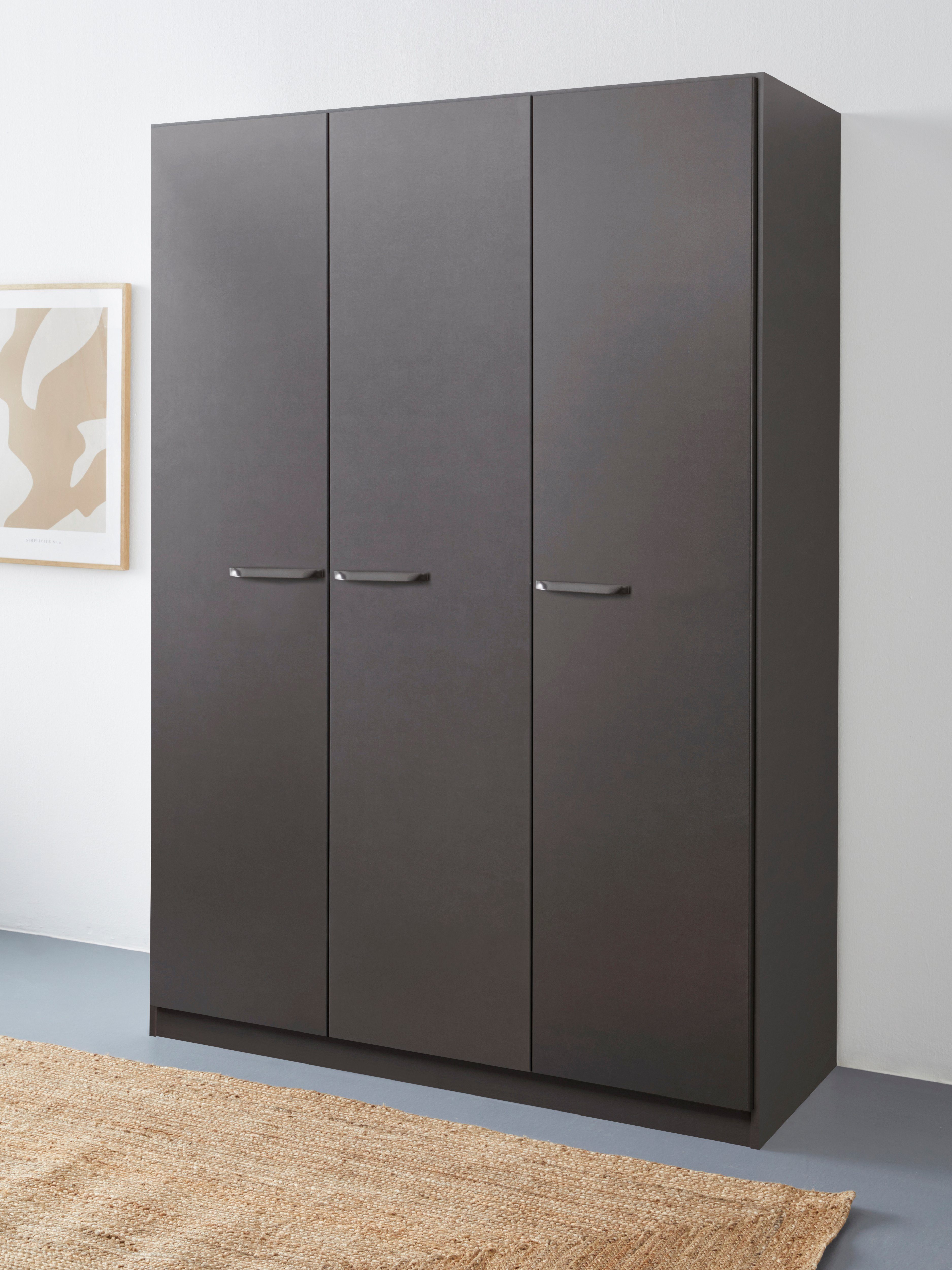 Draaideurkast Kledingkast VANDOR in drie breedtes, hoogte 197 cm, grepen in grijs metallic made in germany