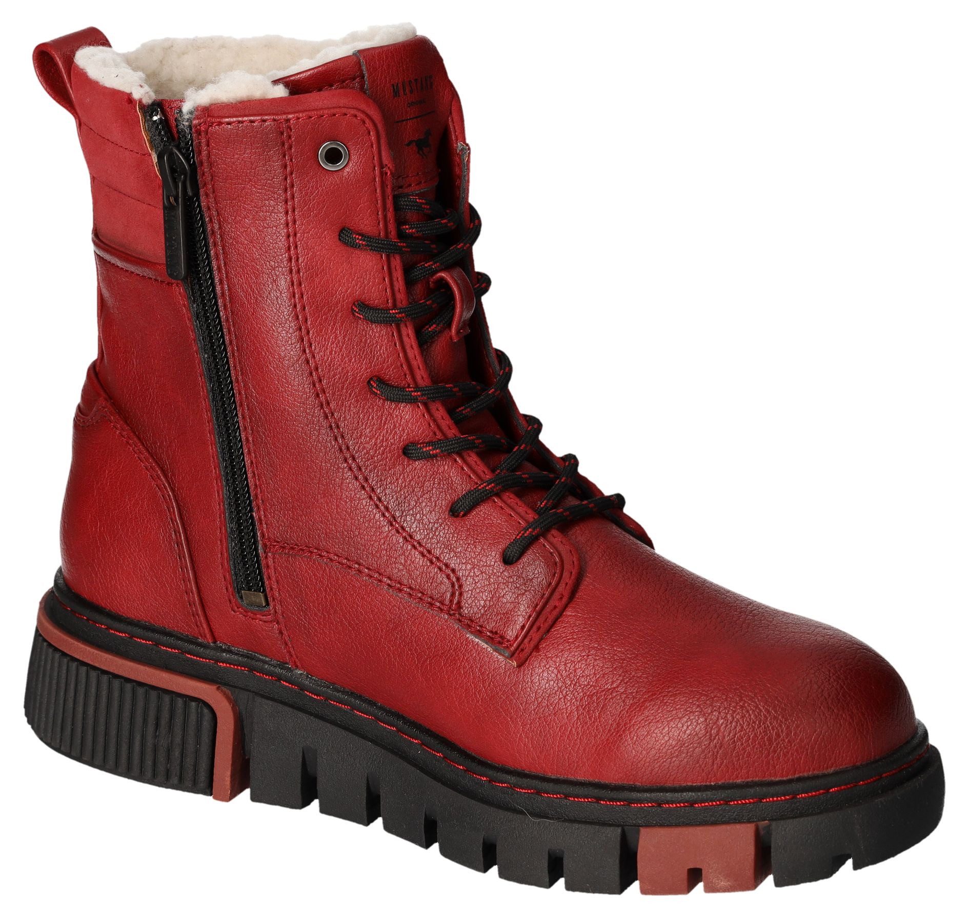 Mustang Shoes Winterlaarzen veterschoenen plateaustiefelette met schachtkussen