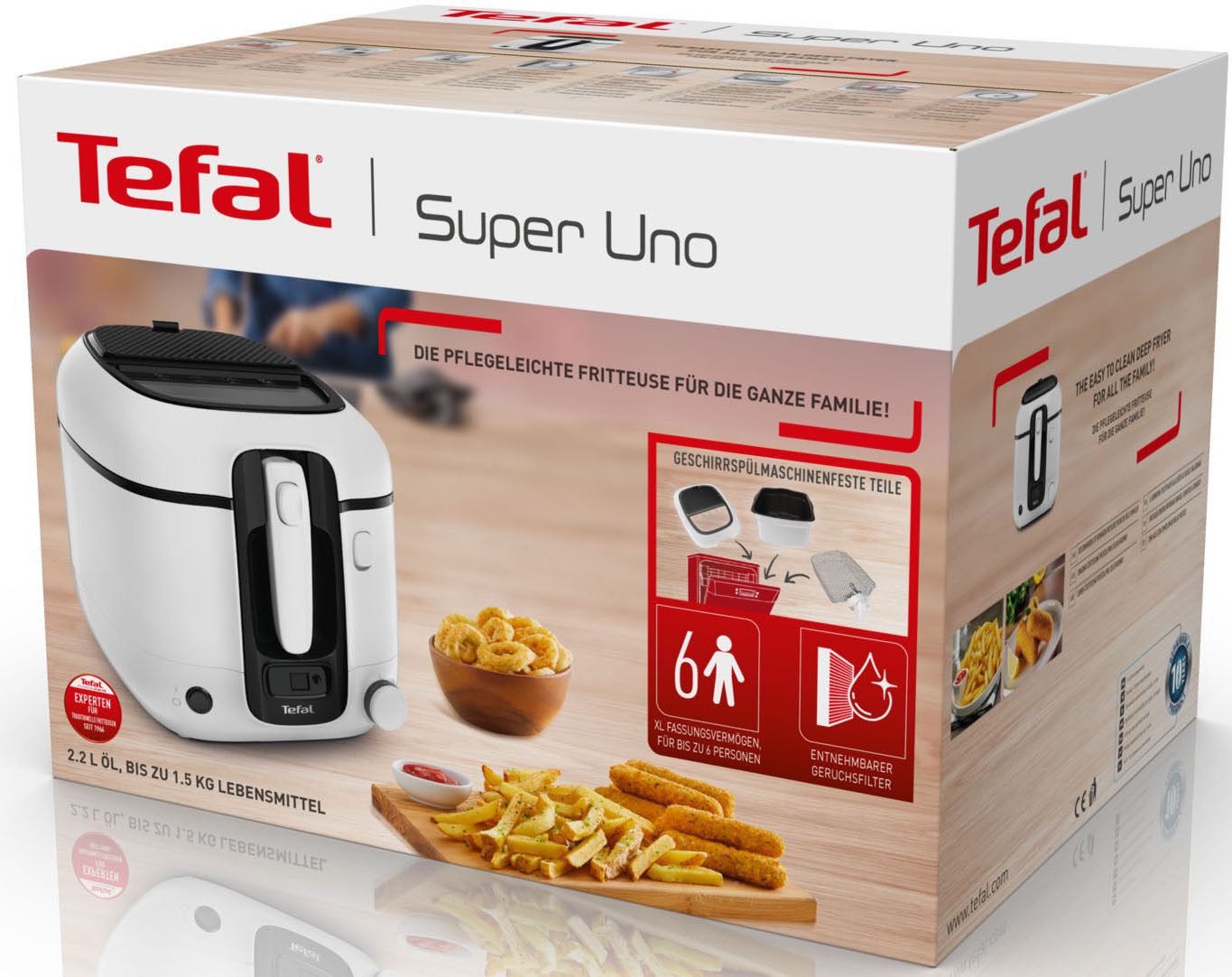 Tefal Friteuse Super Uno Timer, capaciteit: 2,2 L, eenvoudige reiniging, geurfilter, FR3140