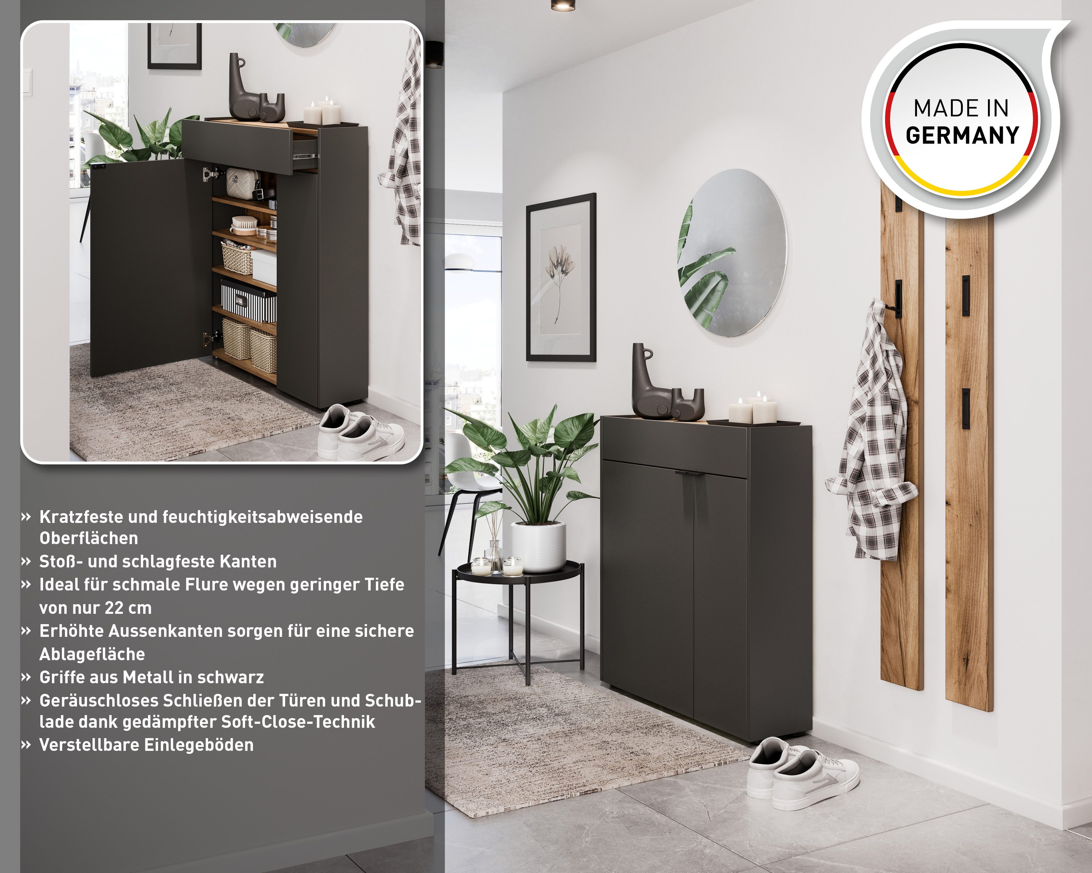 GERMANIA Multifunctionele kast Ameca met geringe diepte - ideaal voor smalle gangen, breedte 83 cm (1 stuk)