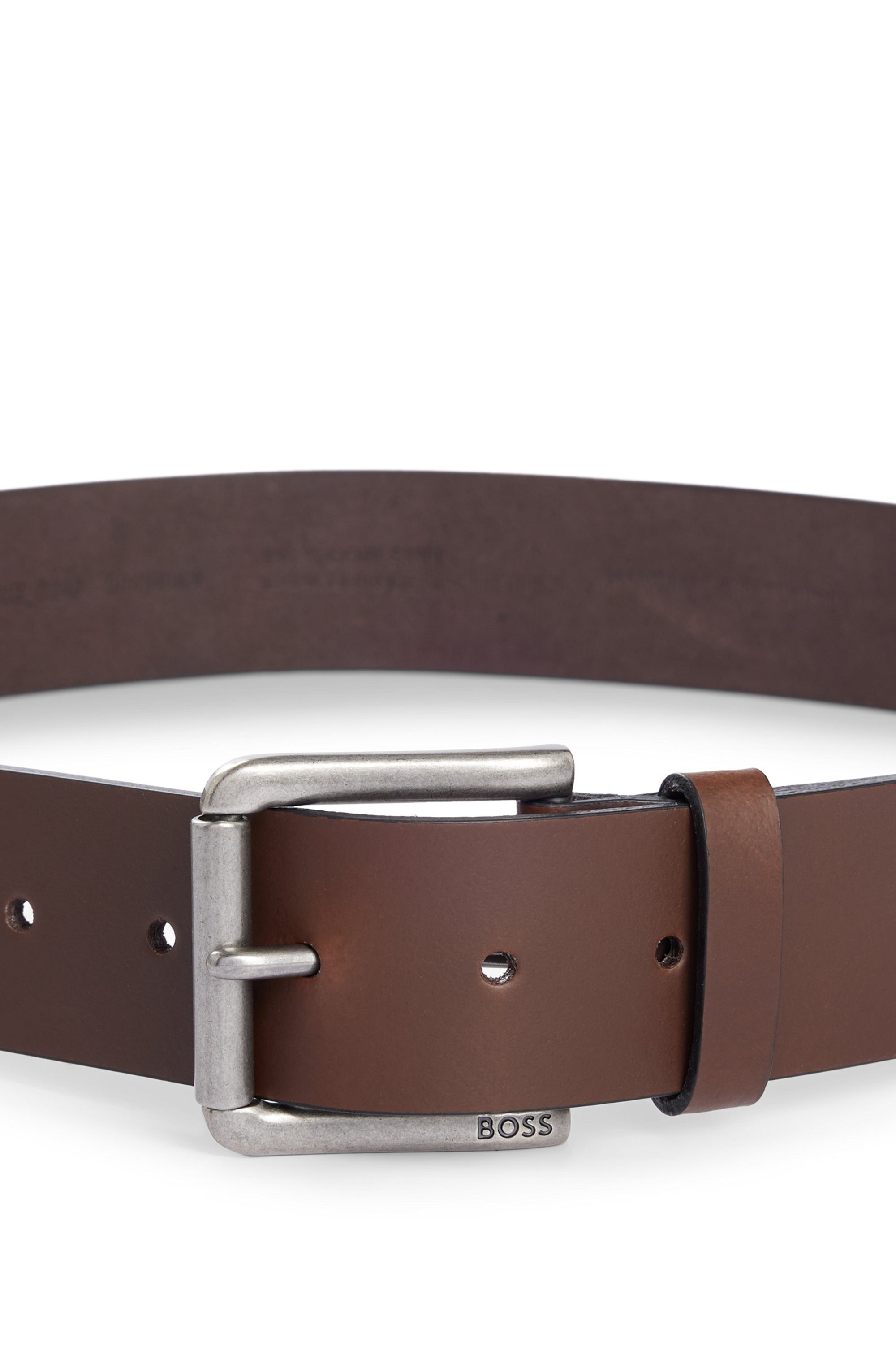 Boss Leren riem Joris Sz40 met logo op de riemsluiting