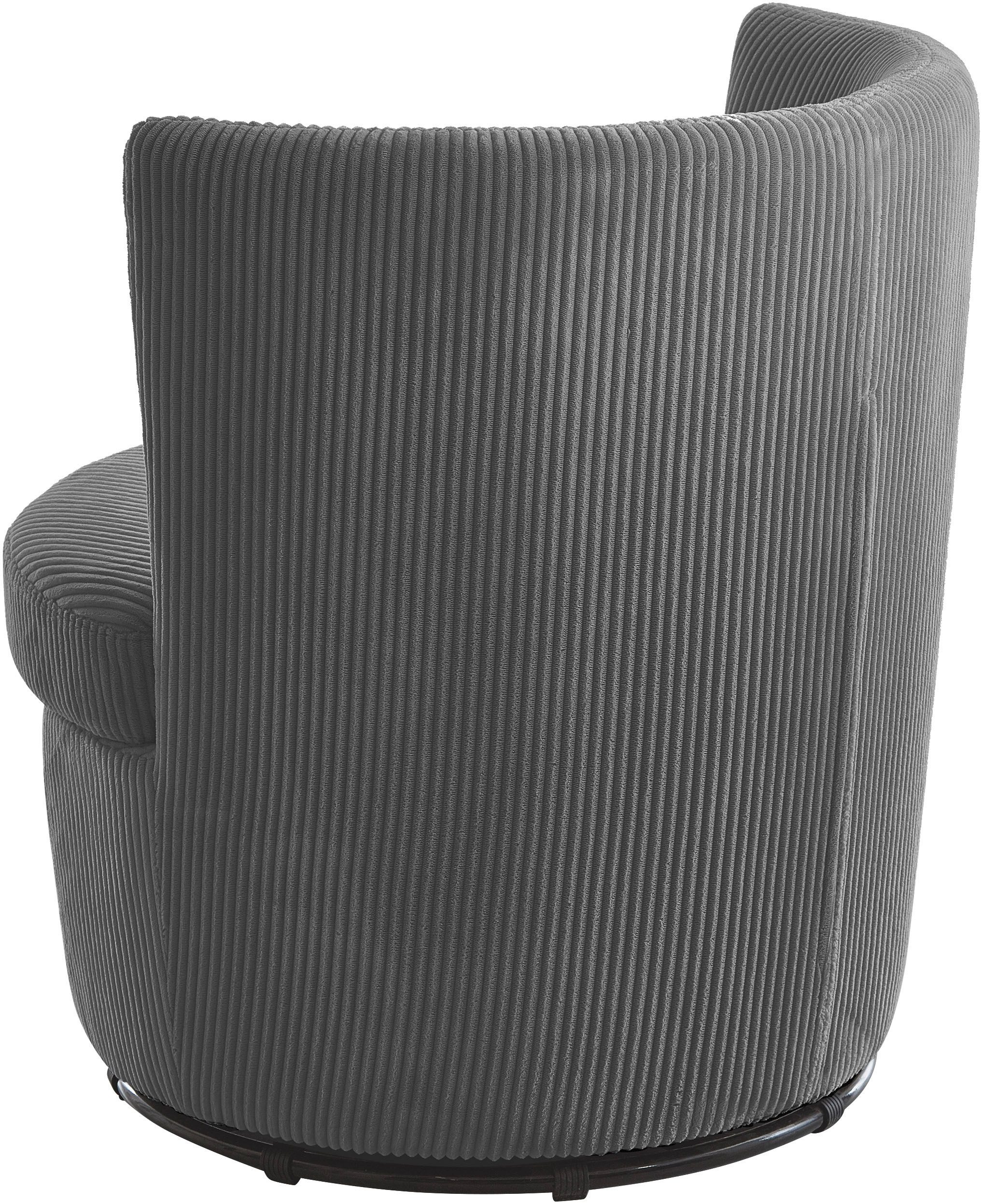 ATLANTIC home collection Draaibare fauteuil KENO 360-graden draaibare cord fauteuil, incl. een sierkussen in originele stof