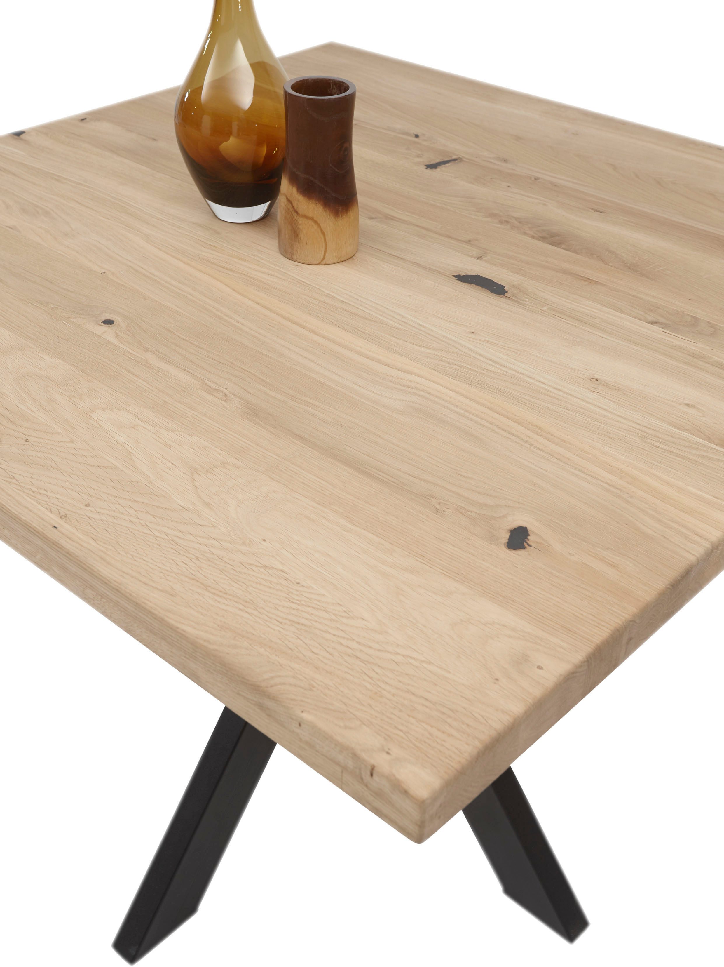 Stolkom Eettafel Micky 100 cm in massief geolied eiken, vierkante tafel
