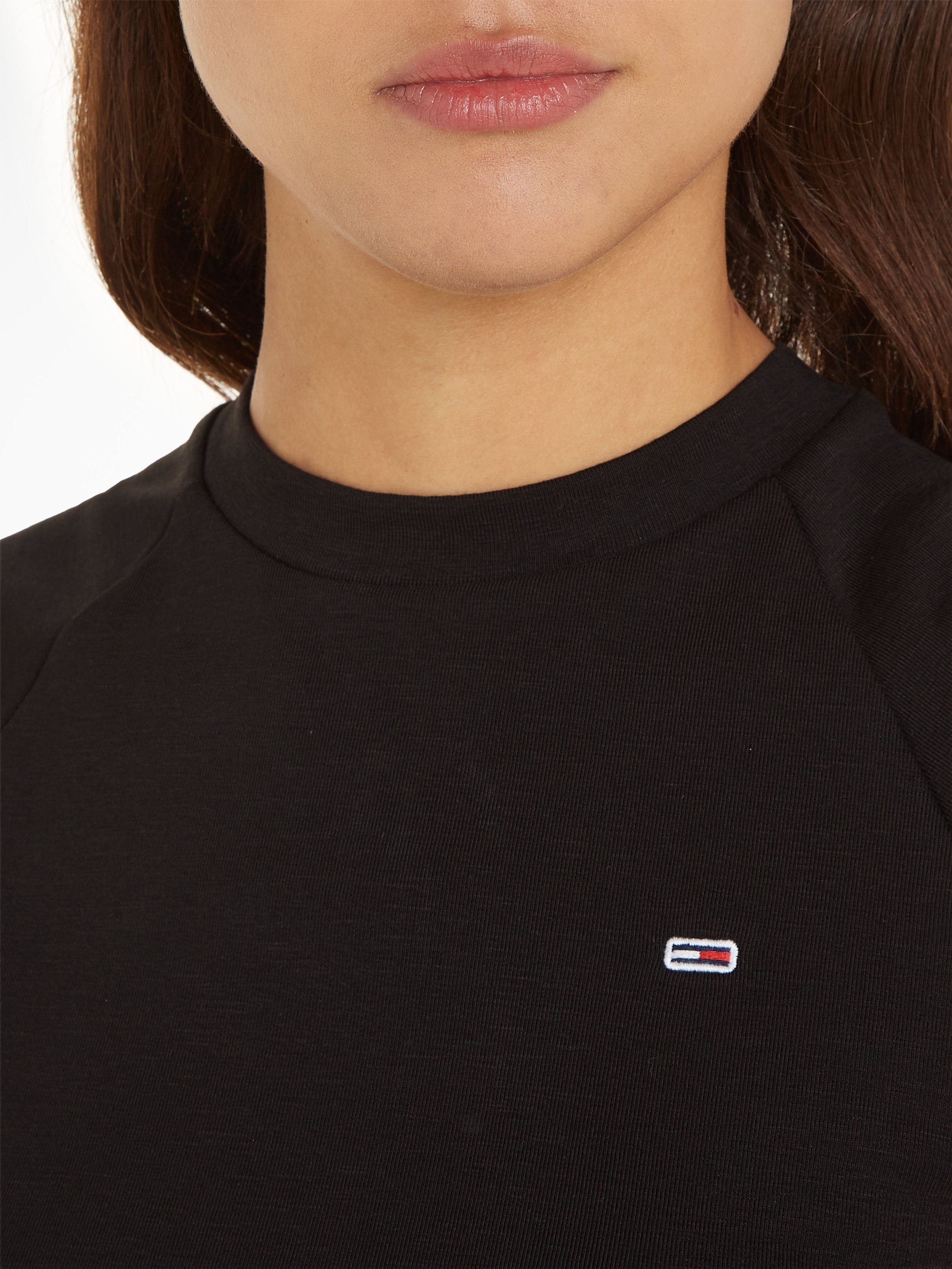 TOMMY JEANS T-shirt TJW SLIM CRP BABYLOCK RIB TEE met geschulpte manchetten & zoom