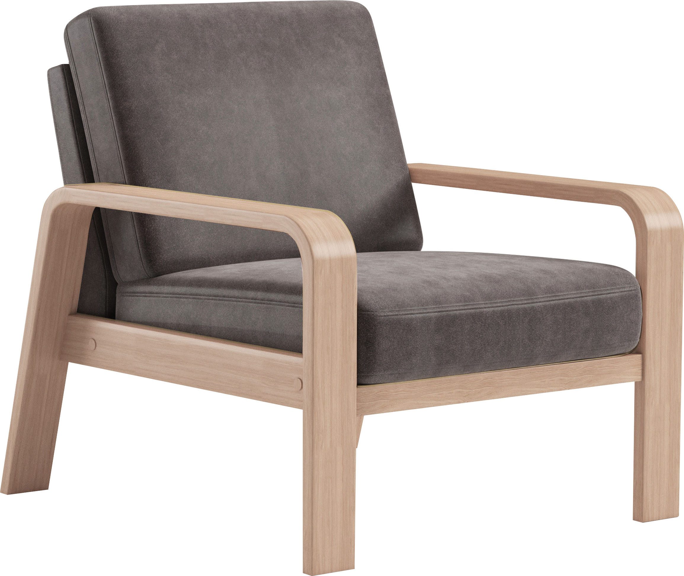 sit&more Fauteuil Kolding Armleuningen van natuurlijk beukenhout, verschillende bekledingen en kleuren