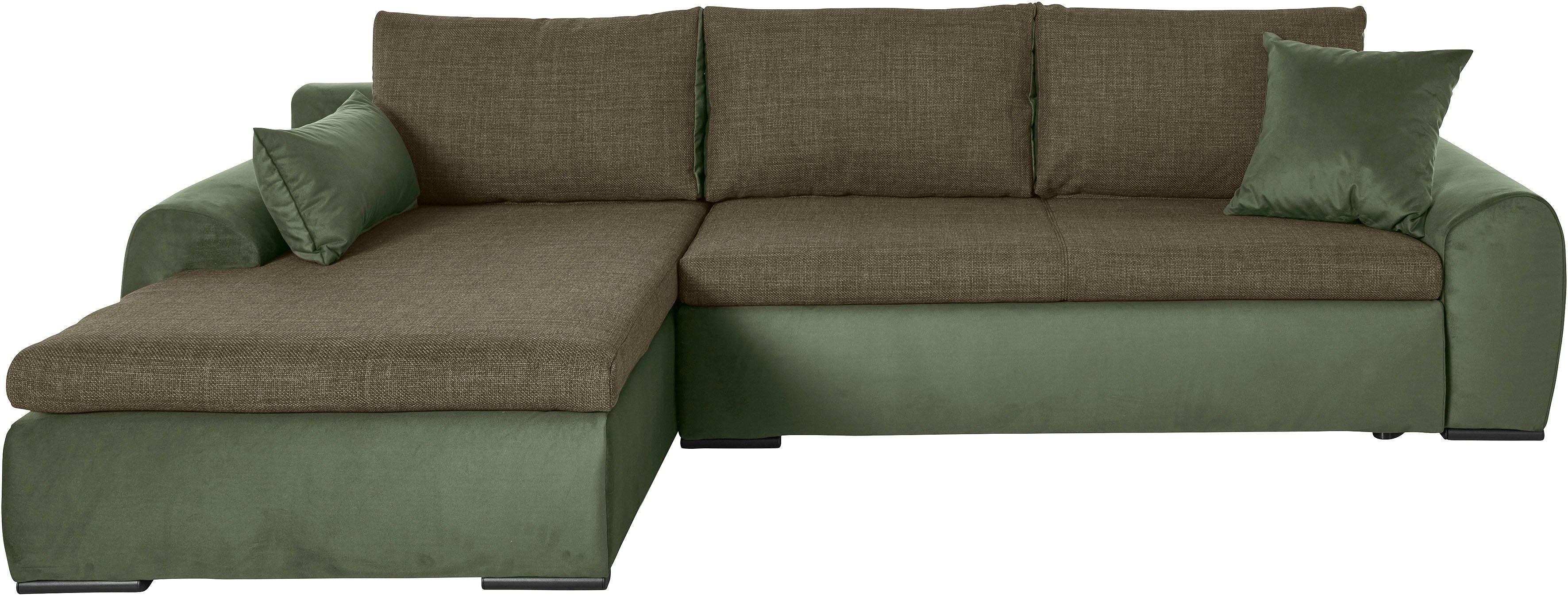 Home affaire Hoekbank Win, L-vorm, breedte 285cm optioneel met slaapfunctie en bedkast, taupe, corduroy