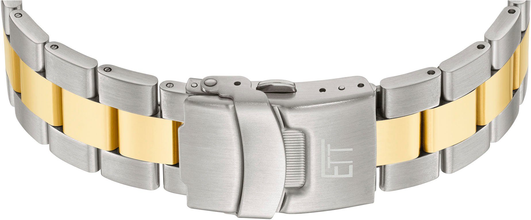 ETT Radiografische chronograaf Professional Armbandhorloge, herenhorloge, stopwatchfunctie, datum, solar, roestvrij staal armband