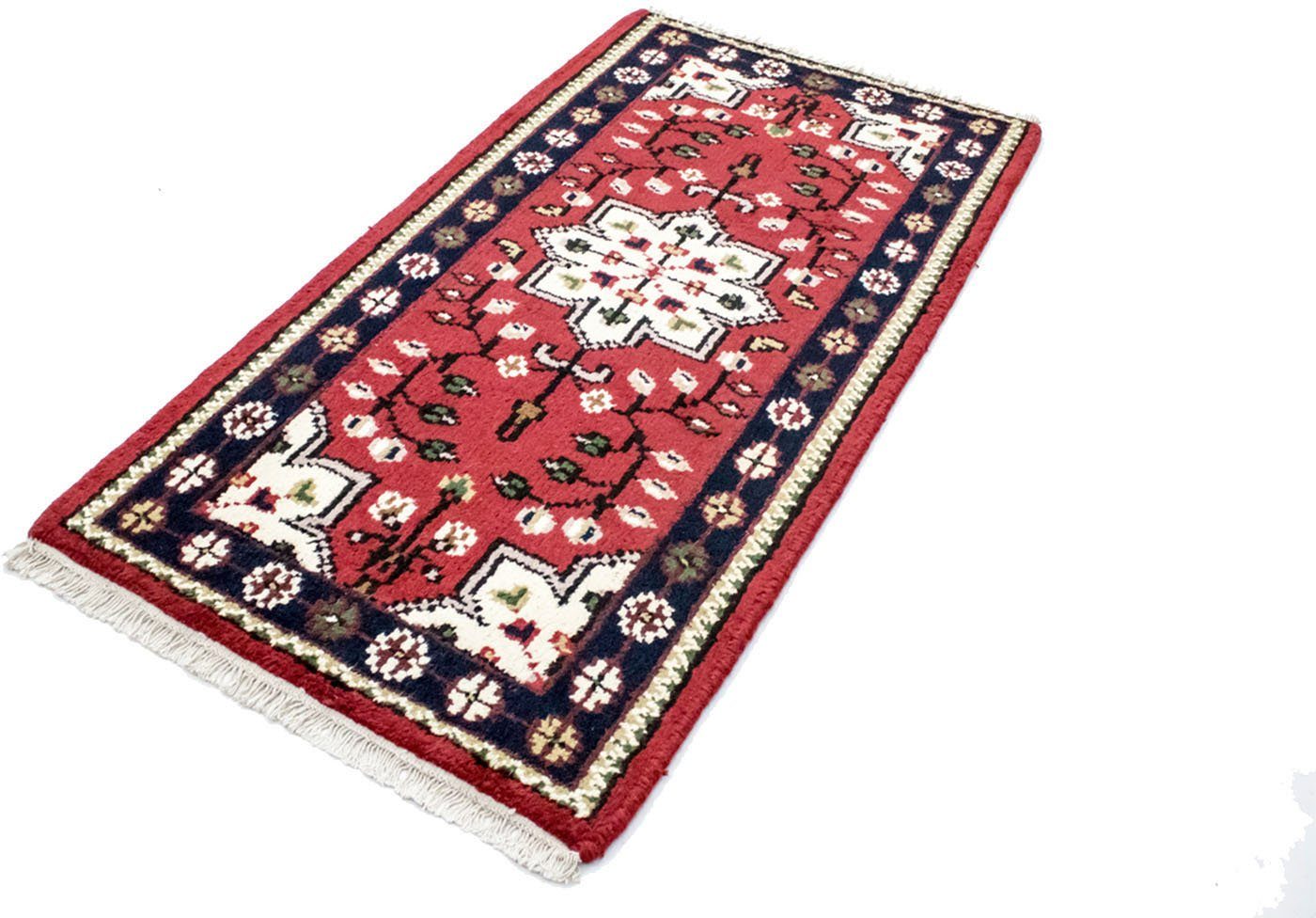 morgenland Wollen kleed Keshan vloerkleed Athene wollen vloerkleden maat 70 cm x 140 cm x 8 mm rood