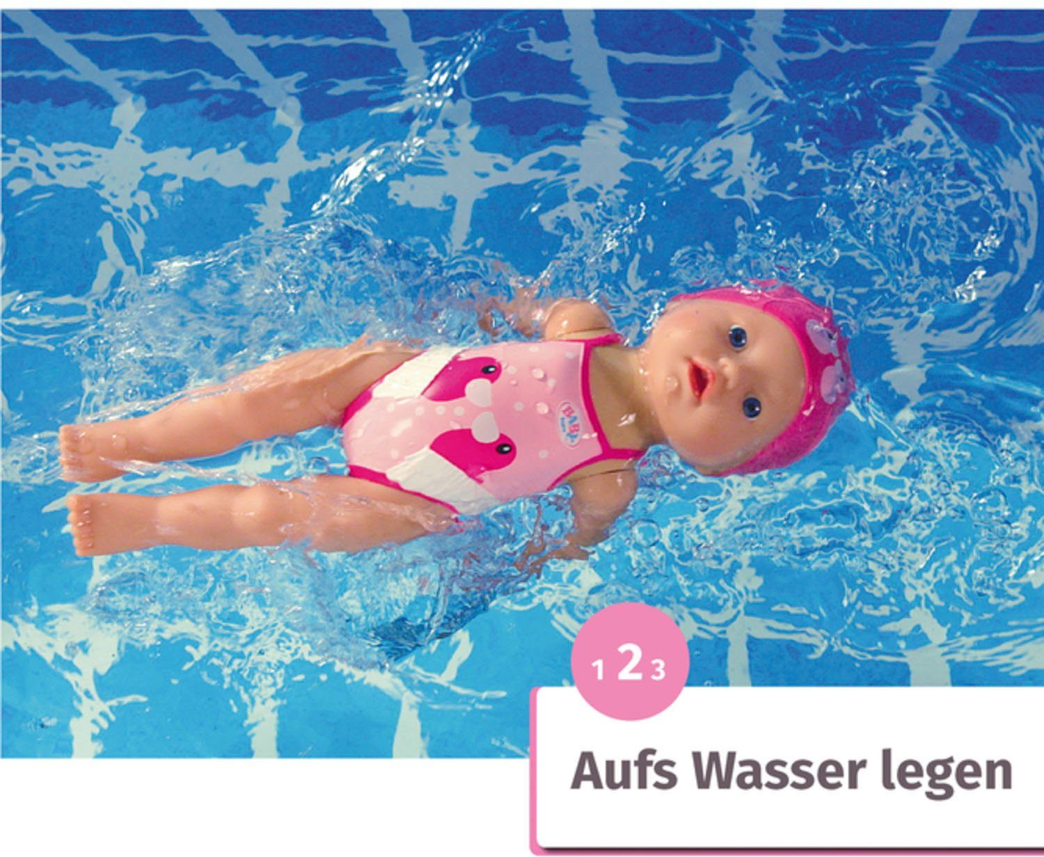 Baby Born Babypop My First Swim Girl, 30 cm zwemt met borstcrawl en vlinderslag
