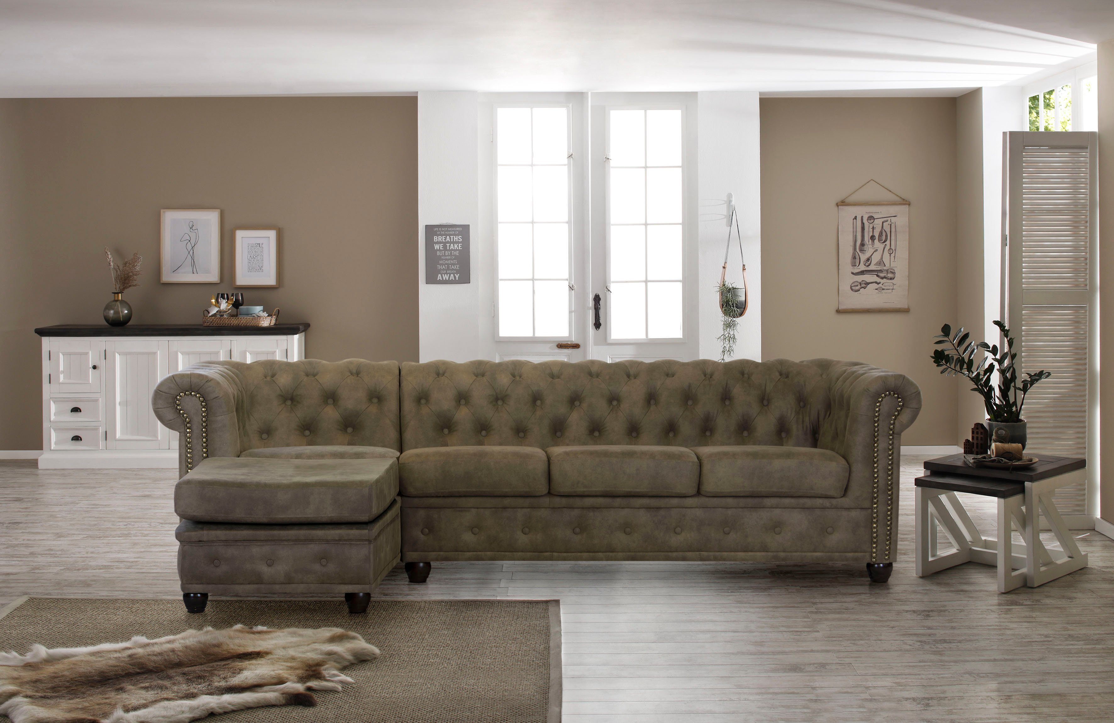 Premium collection by Home affaire Hoekbank Rysum Chesterfield-look met afsluitende ottomane