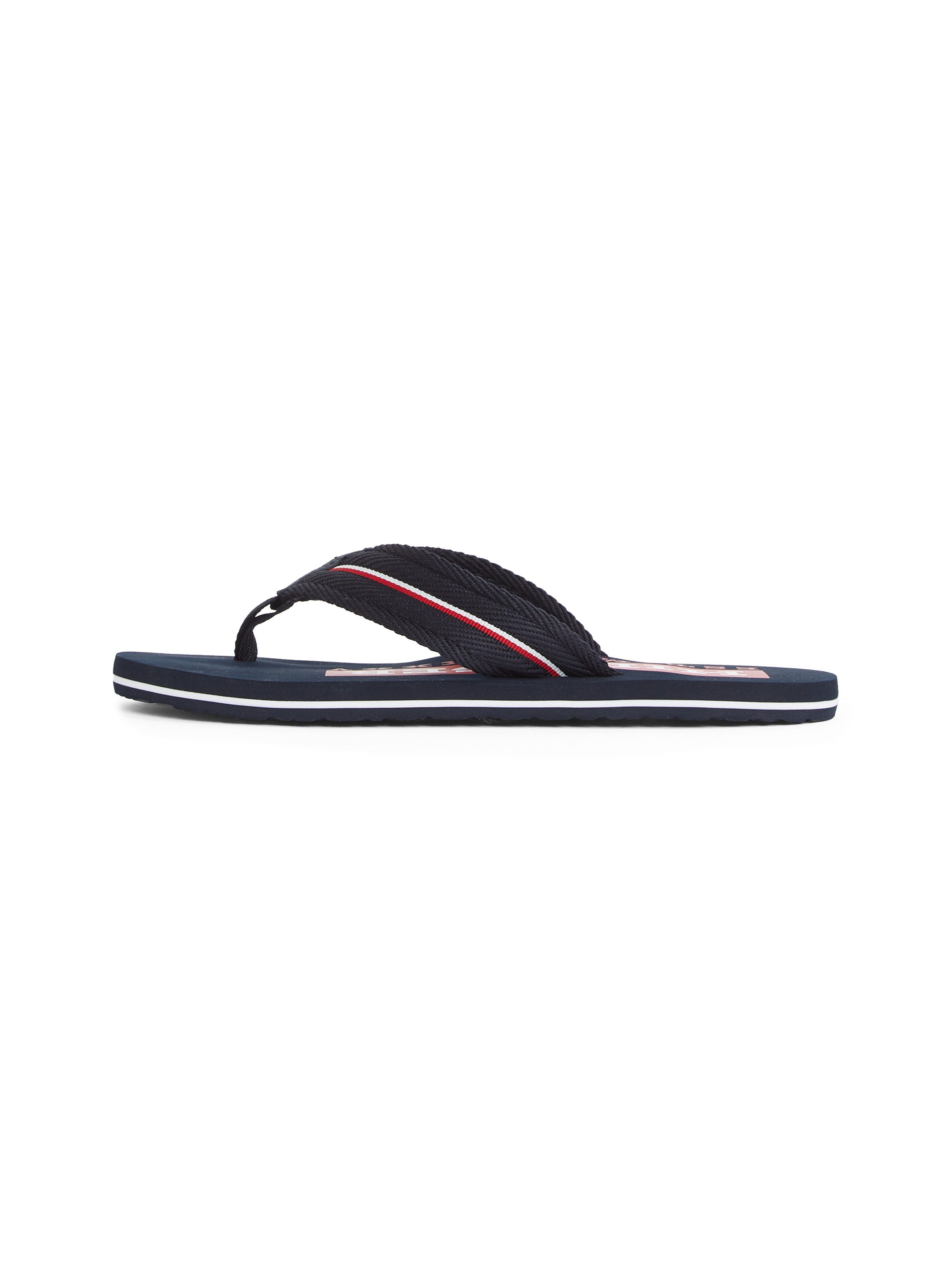 Tommy Hilfiger Teenslippers CORPORATE HILFIGER BEACH SANDAL , dianette, zomerschoen, flats, comfort-schoen met strepen