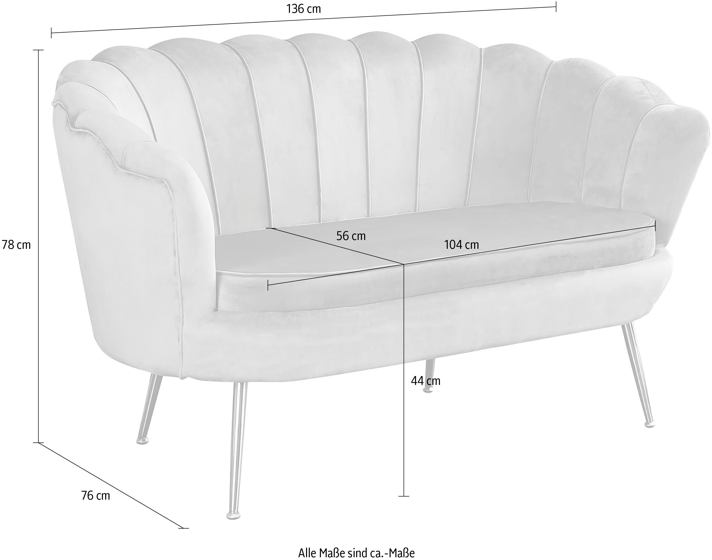 SalesFever 2-zitsbank Clam opvallend schelpdesign, breedte 136 cm