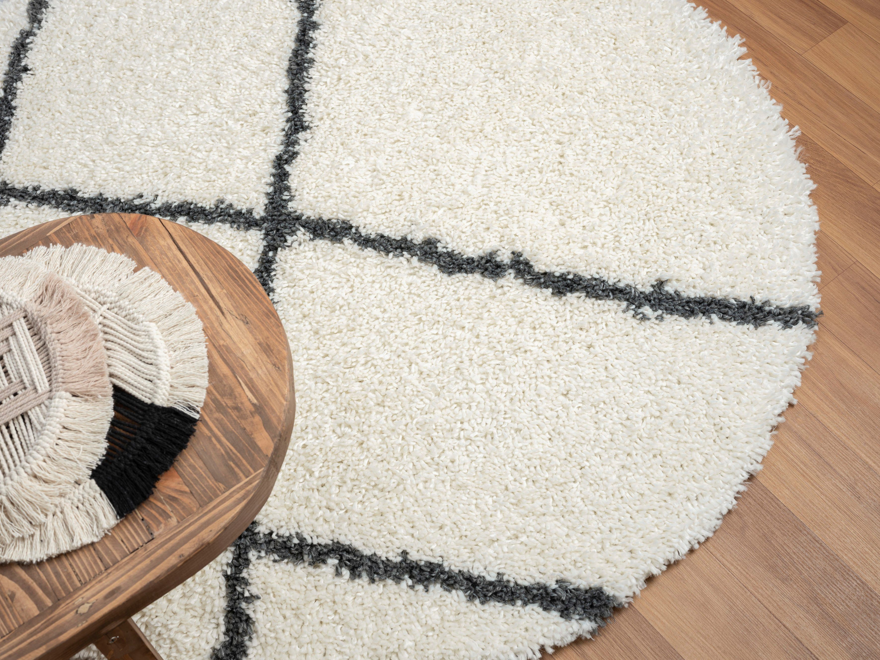Myflair Möbel & Accessoires Hoogpolig vloerkleed My Shaggy Raute Shaggy, Scandi ruiten ontwerp, licht glanzend, extra fluffy